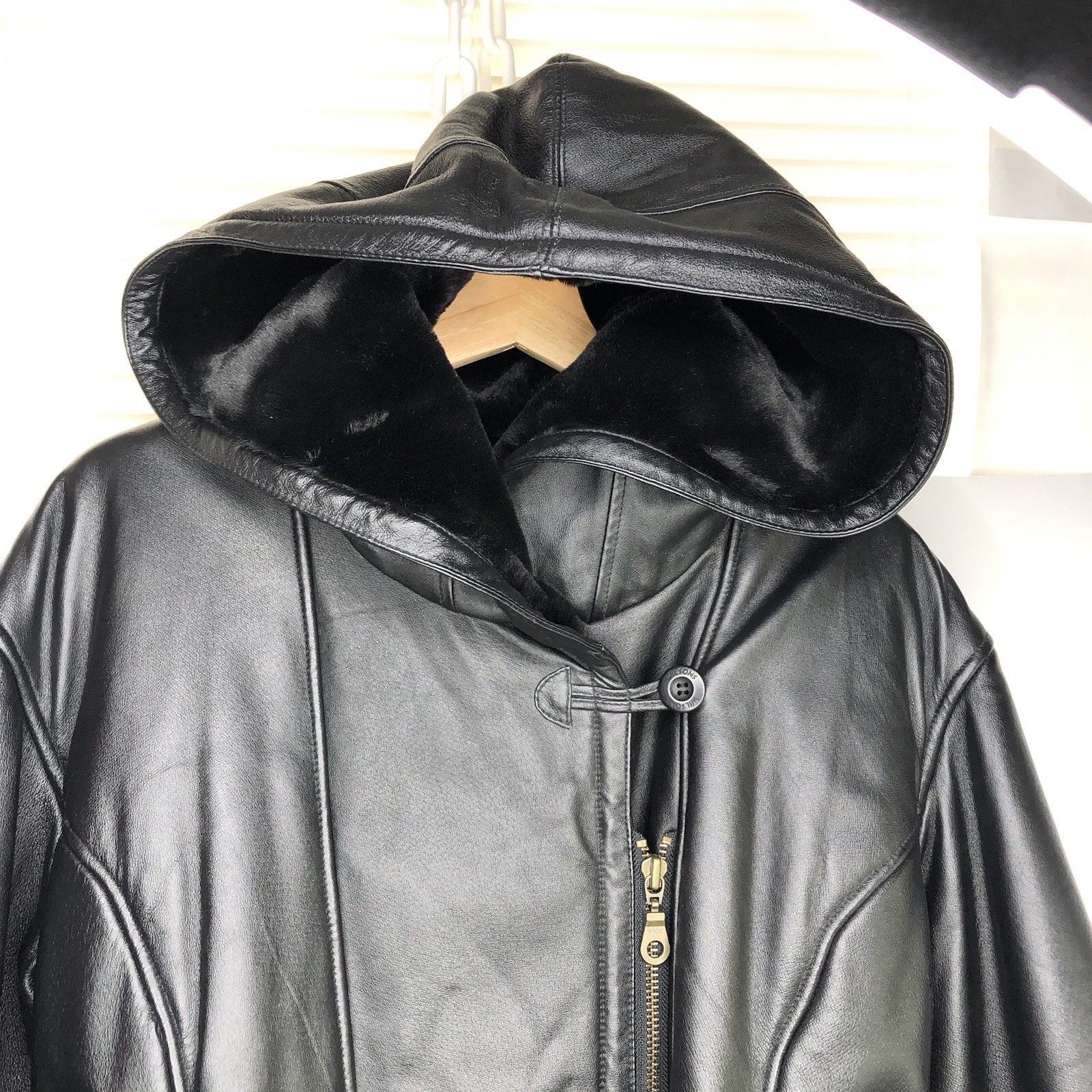 Wilsons Leather Wilsons 80s Women Black Leather Coat Jacket XL Full Fur Size XL / US 12-14 / IT 48-50 - 3 Thumbnail