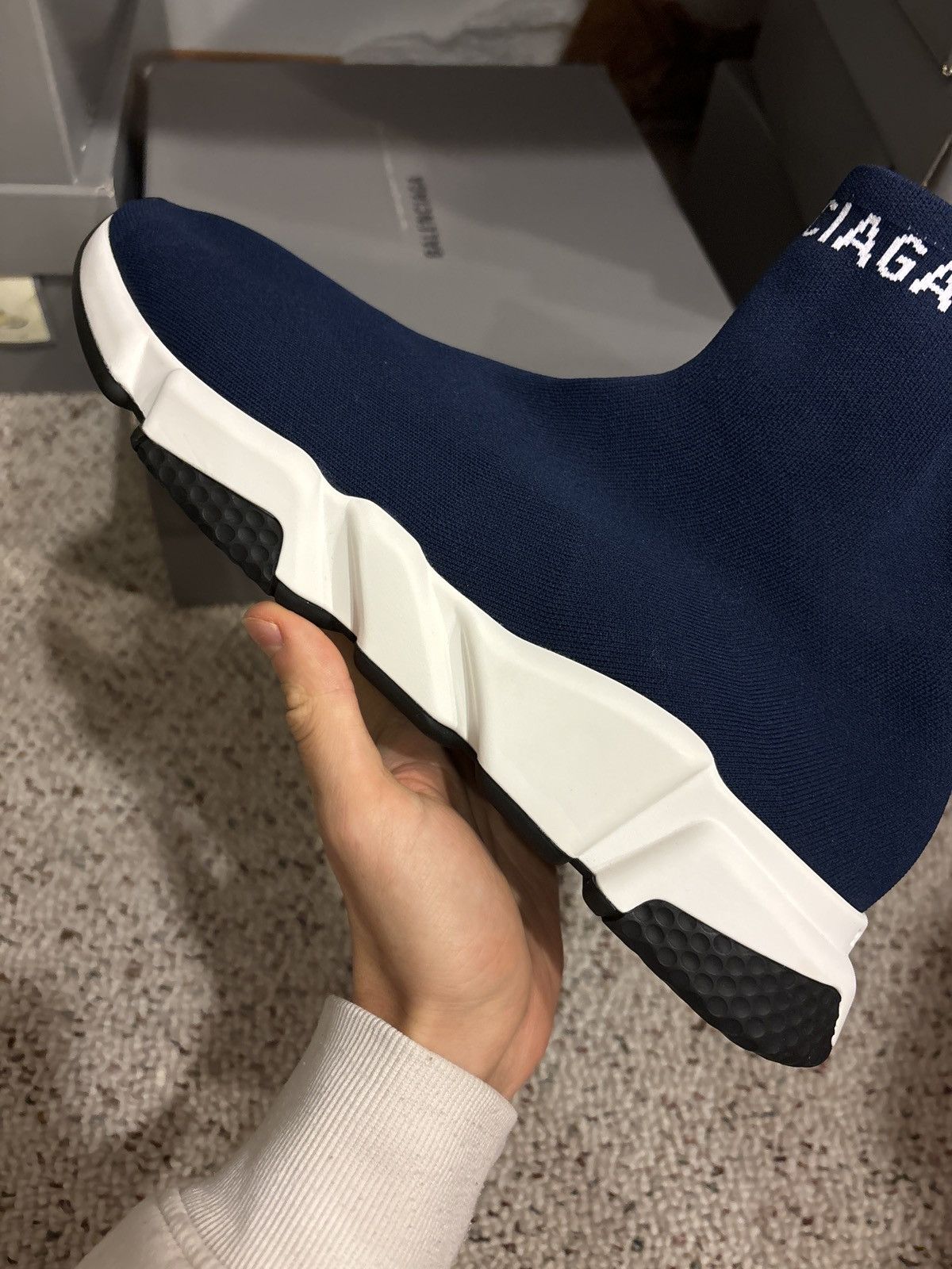 Balenciaga Balenciaga Navy High Top Speed Runners Sneakers Size US 14 / EU 47 - 4 Thumbnail