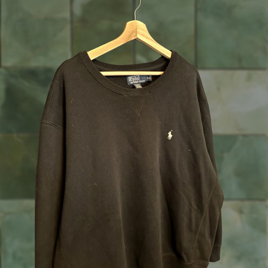 Polo Ralph Lauren VINTAGE Polo Ralph Lauren Sweatshirt Black 2XL Cotton 90s Pullover Men Baseball Pony Size US XXL / EU 58 / 5 - 1 Thumbnail