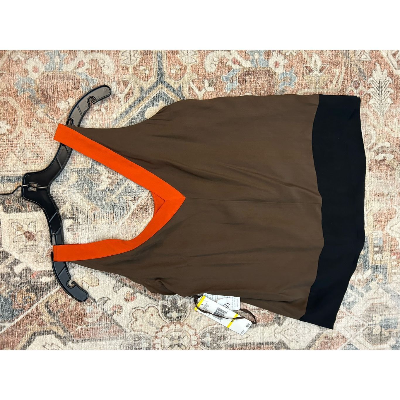 Nine West Nine West NWT Silk Brown Orange Black Sleeveless Blouse, Sz Size M / US 6-8 / IT 42-44 - 6 Thumbnail