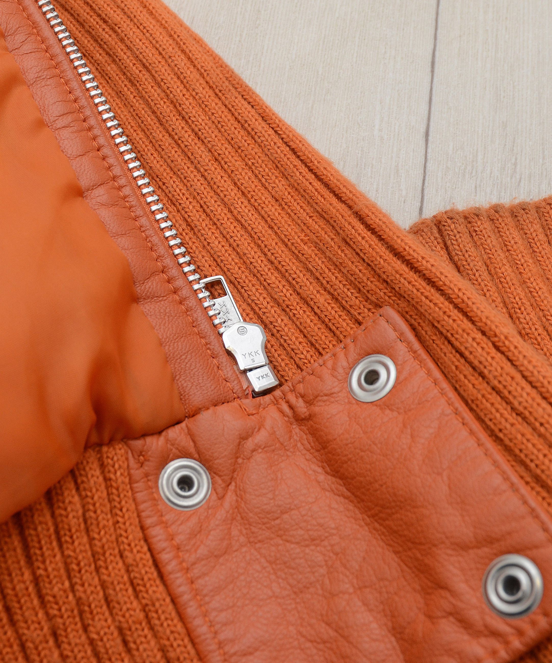 Japanese Brand RARE Vintage Y2K rabbit fur leather full zip Orange Jacket Size S / US 4 / IT 40 - 11 Thumbnail
