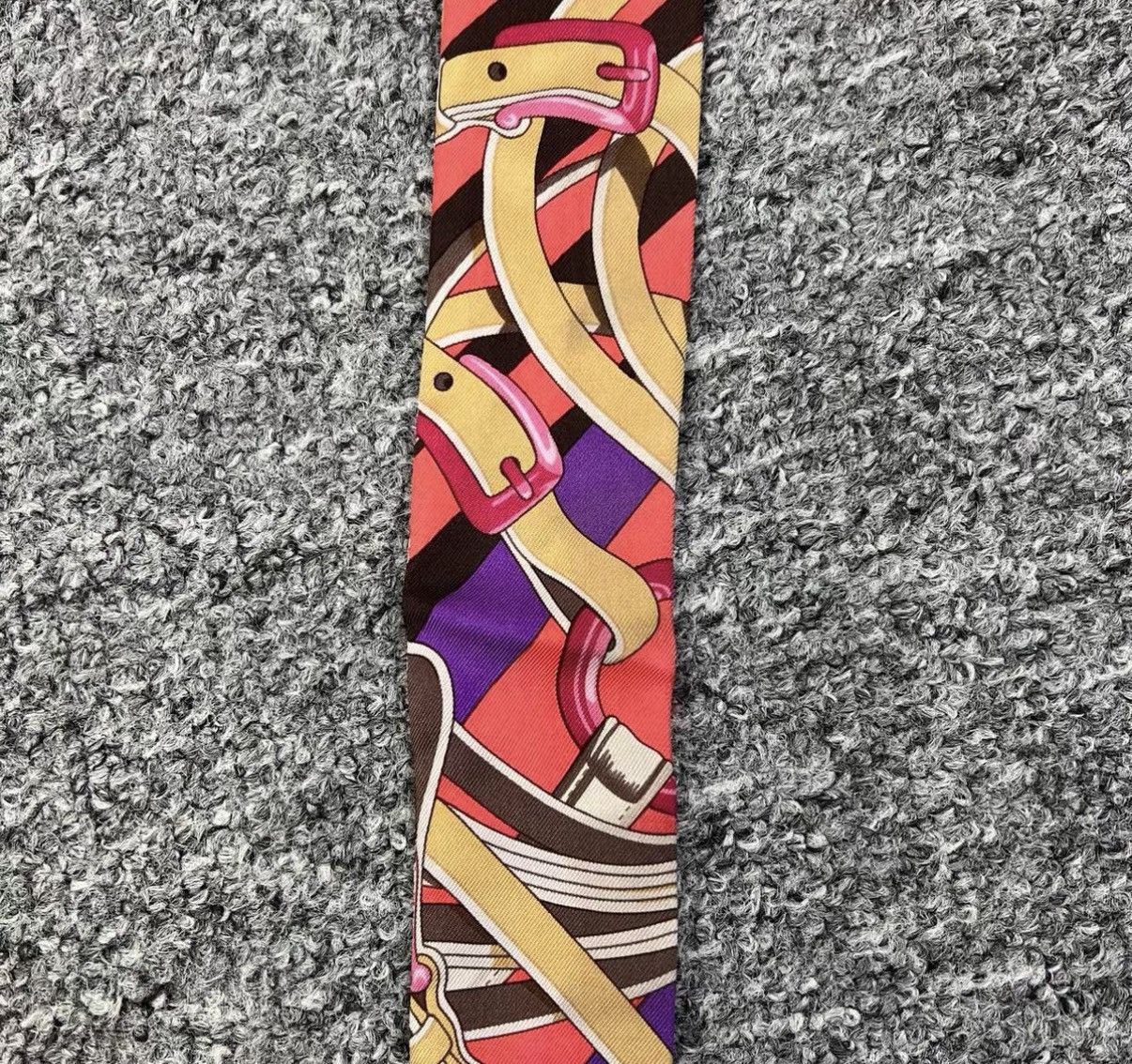 Hermes Hermes Twilly Colorful Striped Silk Scarf K12 Size ONE SIZE - 6 Thumbnail