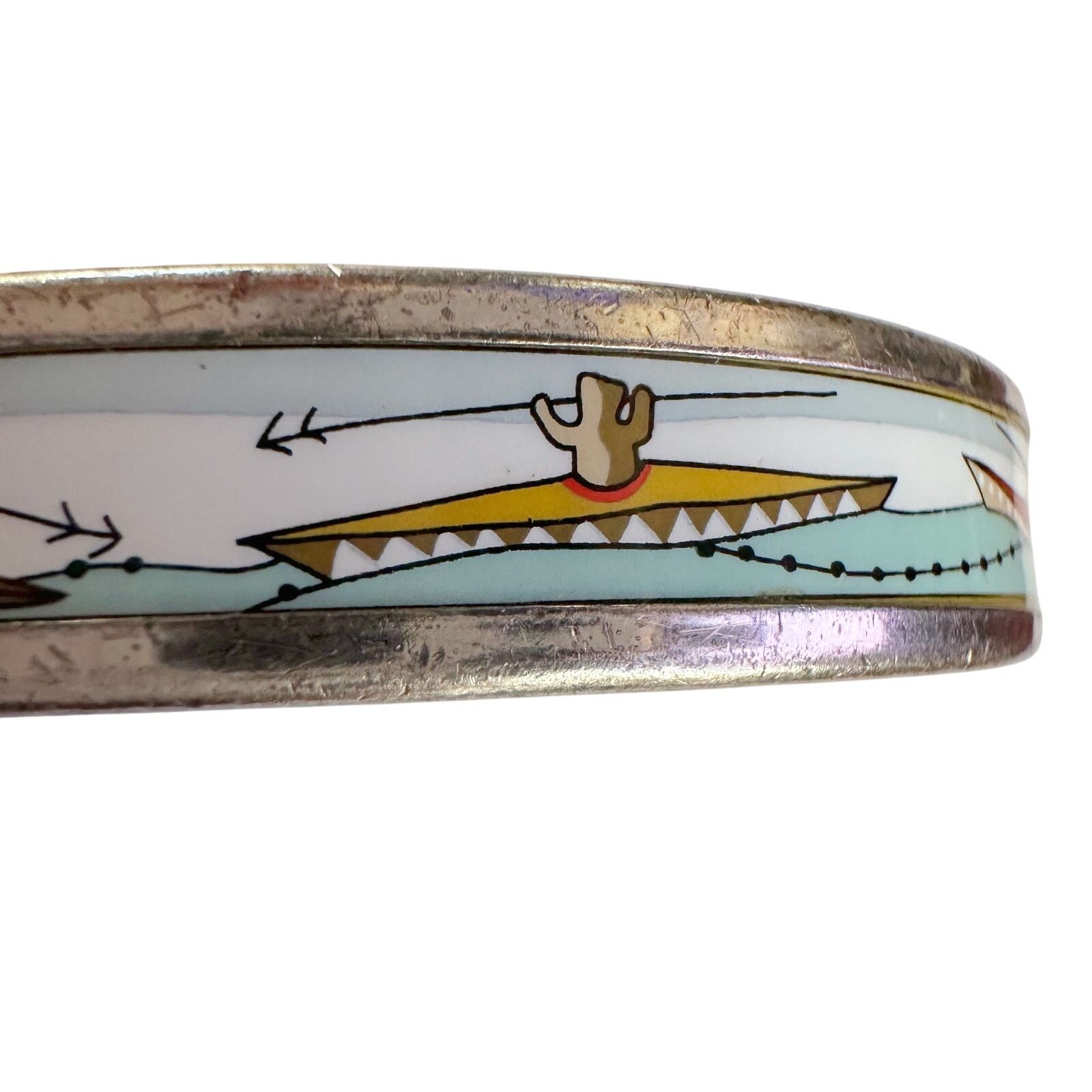 Hermes HERMES Enamel Printed Narrow Canoe Pattern Bracelet Size ONE SIZE - 8 Thumbnail