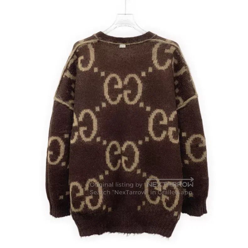 Gucci Gucci Coffee-colored jacquard full-print Mahai wool V-neck Size S / US 4 / IT 40 - 4 Thumbnail