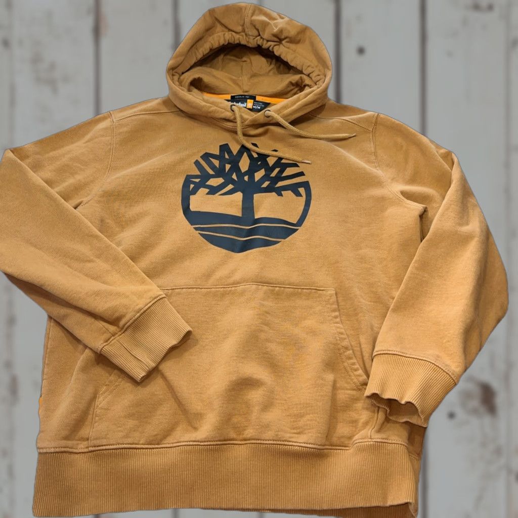 Timberland Brown Logo Hoodie Mens Black Tree Logo Hooded Sweatshirt Size Medium
