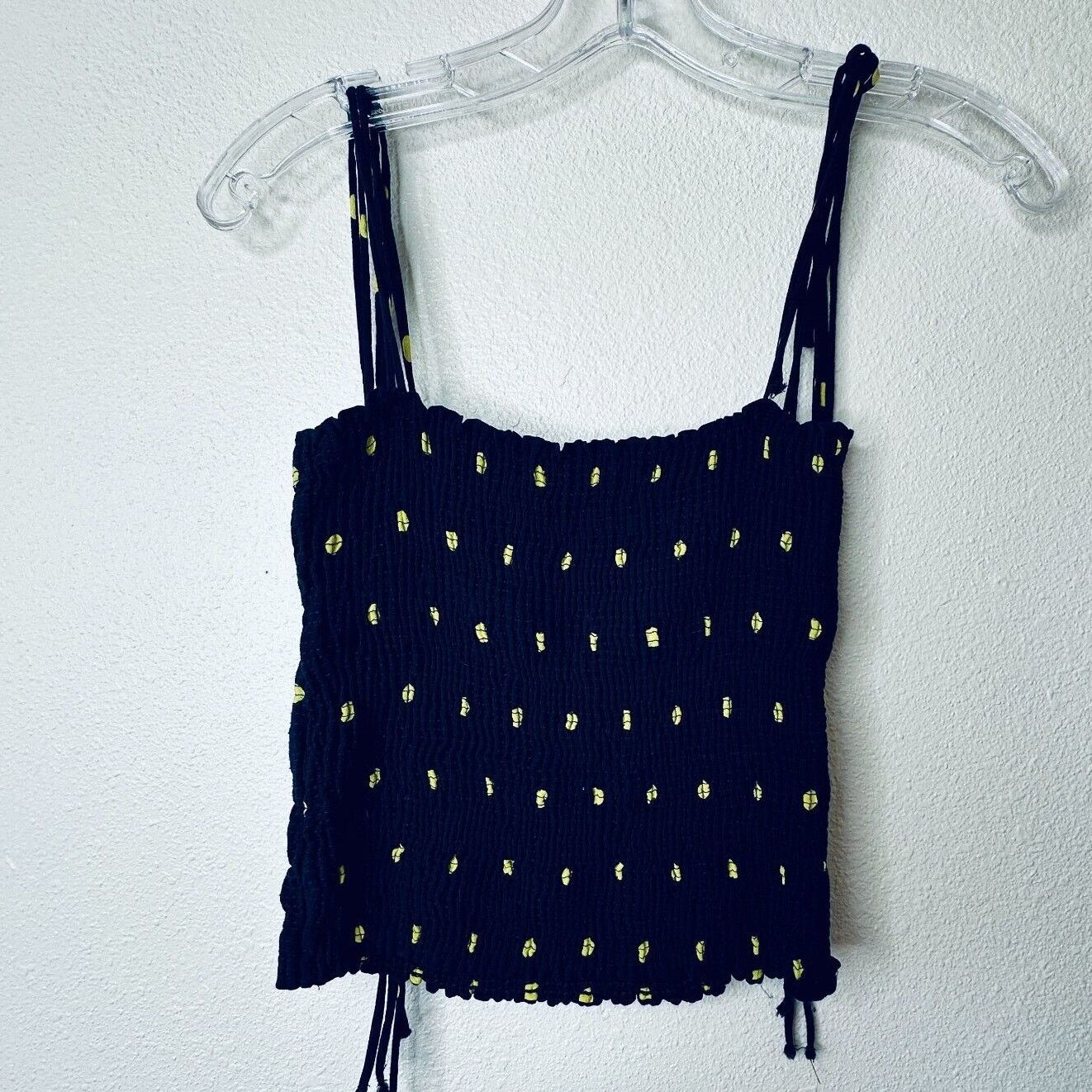 Zara Zara Navy & Yellow Polka Dot Smocked Tube Top XS Size XS / US 0-2 / IT 36-38 - 7 Thumbnail