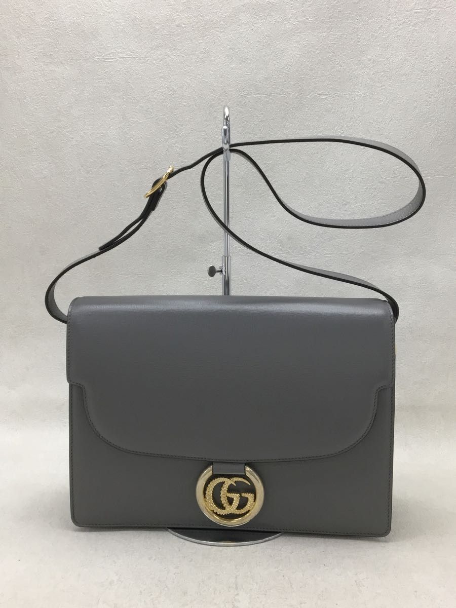 image of Gucci Shoulder Bag Leather Gray in Black, Women's