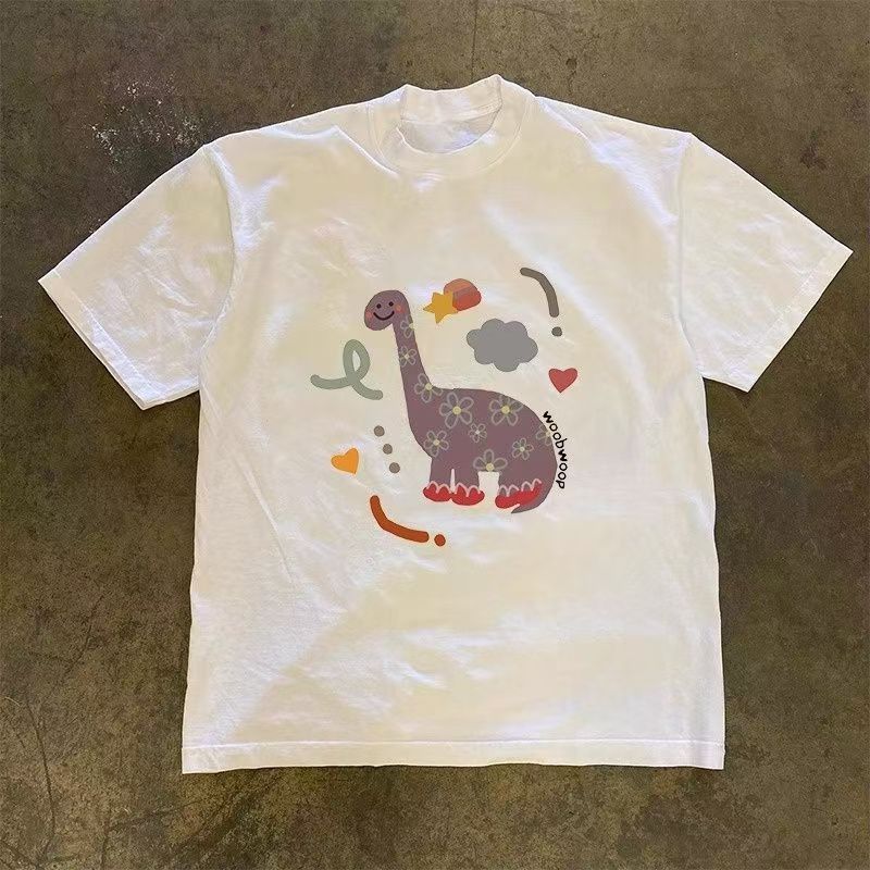 Japanese Brand White retro dinosaur print Y2K shirt Size US M / EU 48-50 / 2 - 1 Thumbnail