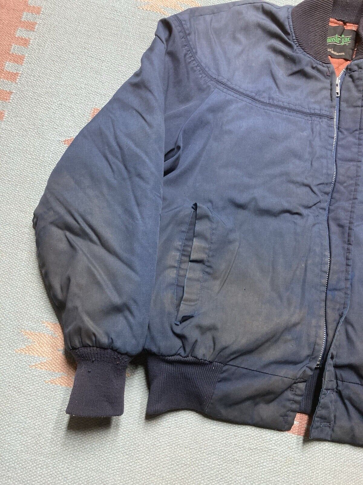 Vintage VTG 70s quilted bomber jacket master jac workwear blue 42 L Size US L / EU 52-54 / 3 - 3 Thumbnail