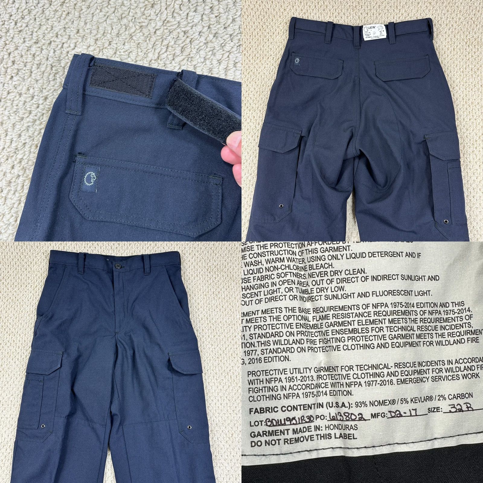 Vintage Lion BDU Nomex Pants Men 32x32 Navy Blue Cargo Workwear Size US 32 / EU 48 - 9 Thumbnail