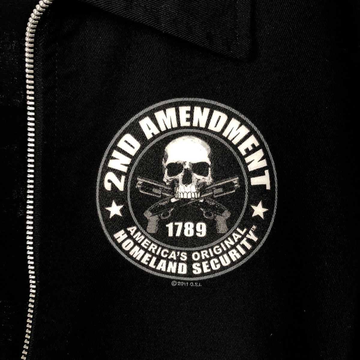 Vintage 🔥Vtg Bomber Jacket Biker Punk Design 2nd Amendment Skeleton Size US L / EU 52-54 / 3 - 17 Thumbnail