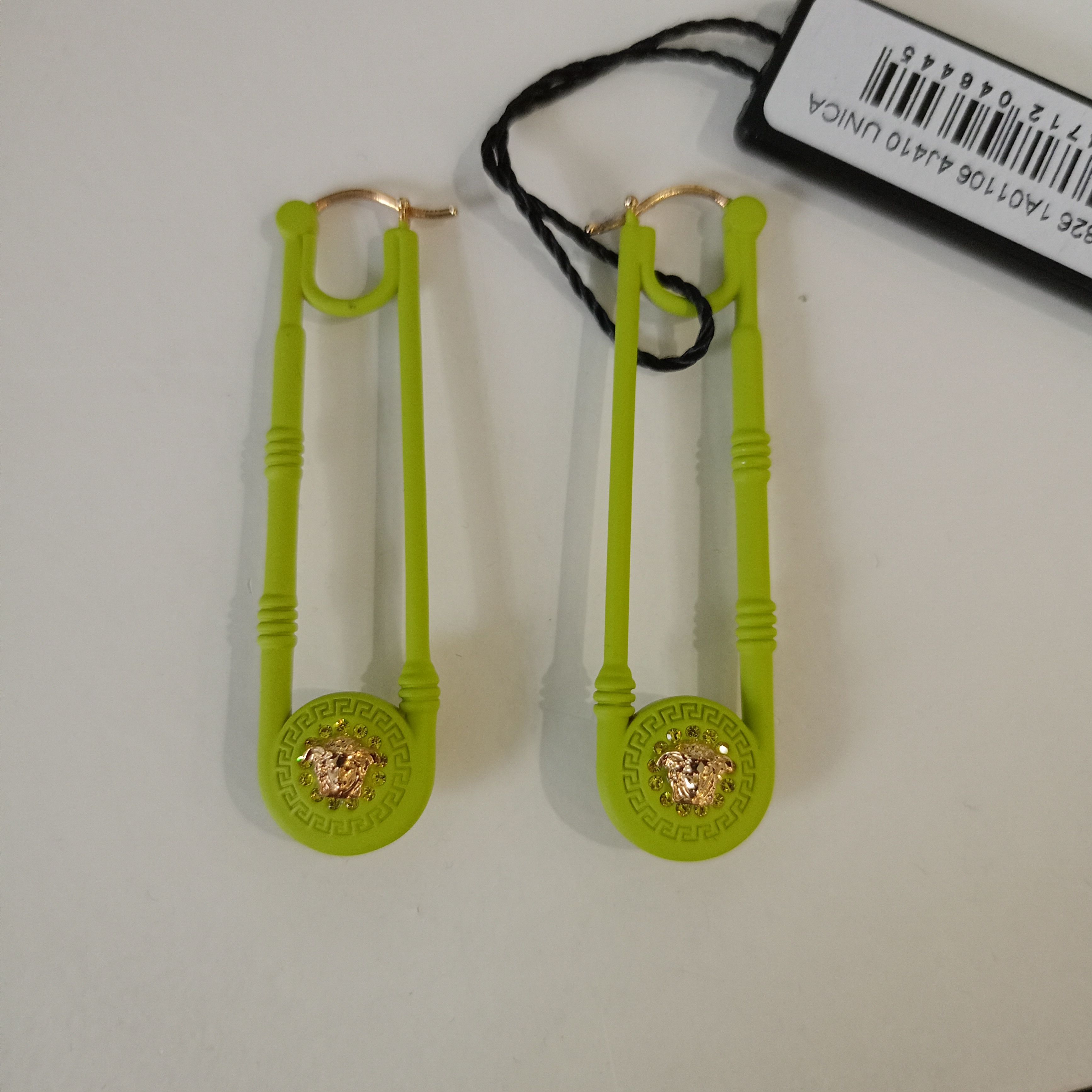 image of Versace Green Safety Pin Earrings, Women's