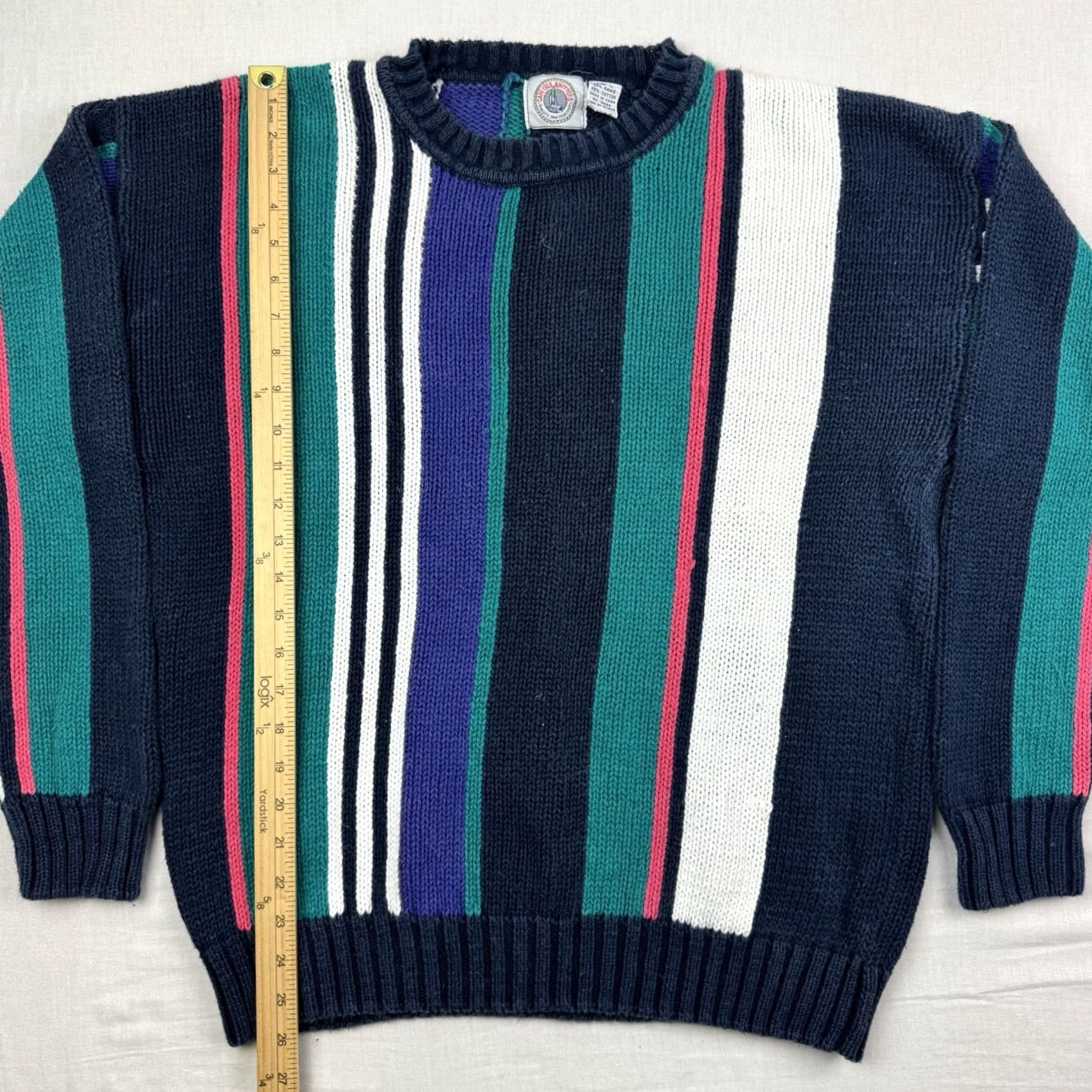 Vintage VINTAGE Cape Isle Knitters Chunky Sweater Adult Large Striped Heavyweight 90s Size US L / EU 52-54 / 3 - 3 Thumbnail