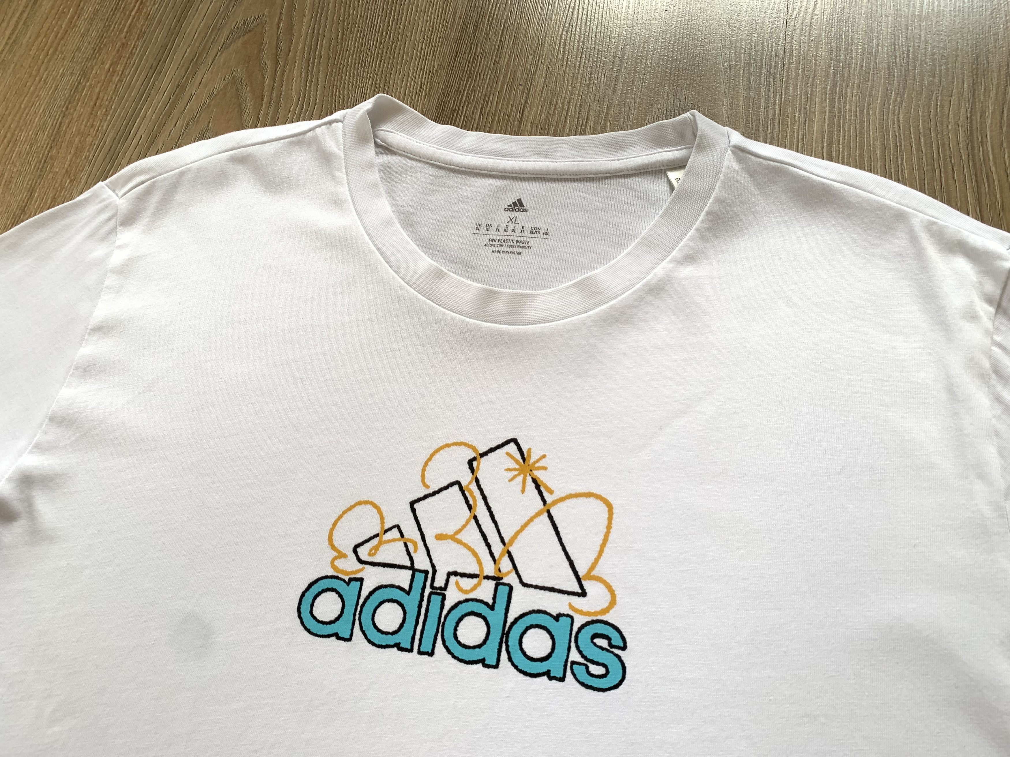 Adidas Adidas White Cotton Printed Tee 2023 Size US XL / EU 56 / 4 - 4 Thumbnail
