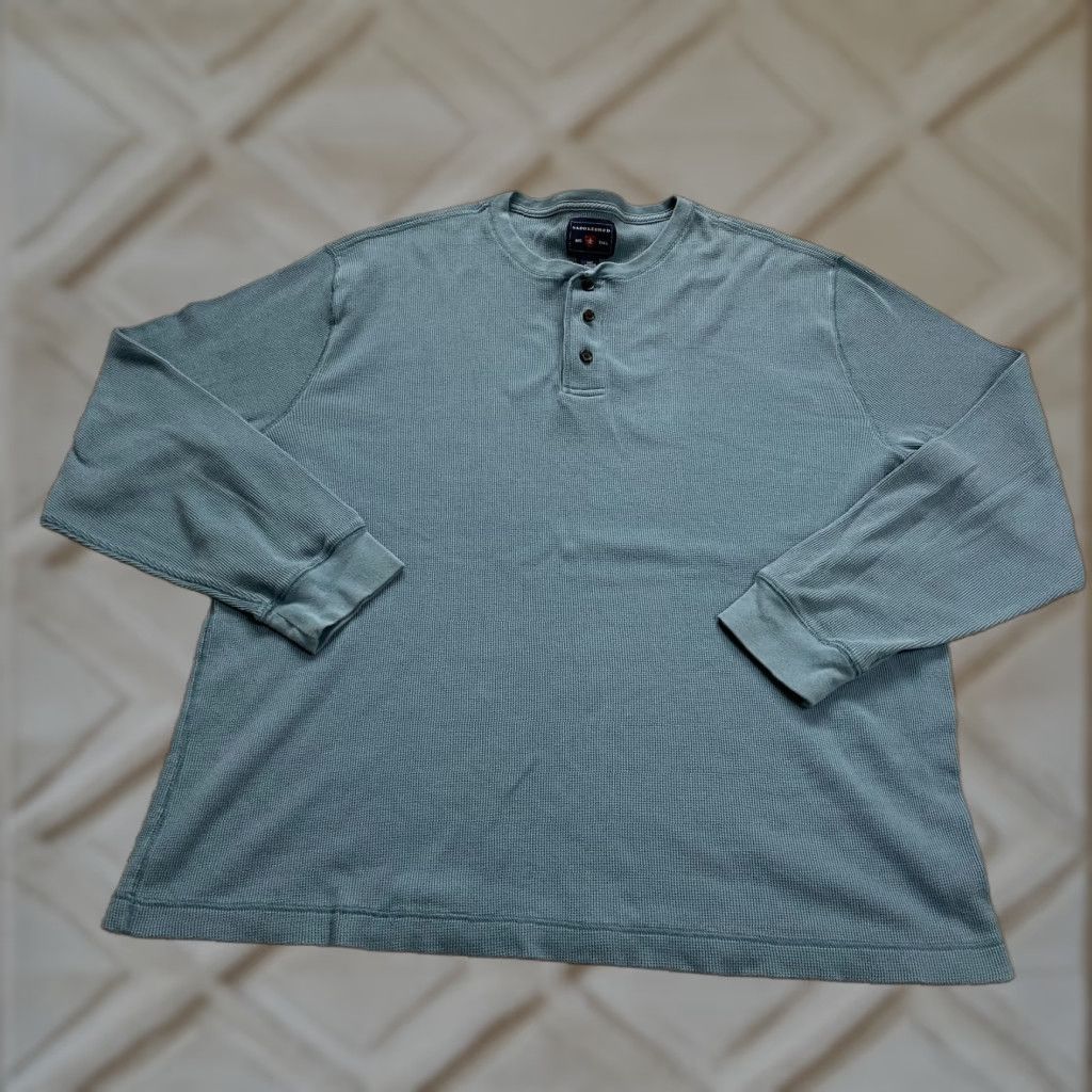 Vintage Saddlebred Mens Sweater Henley 2XLT Blue Waffle-Knit Long Sleeve Pullover Casual Shirt Size US XXL / EU 58 / 5 - 1 Thumbnail