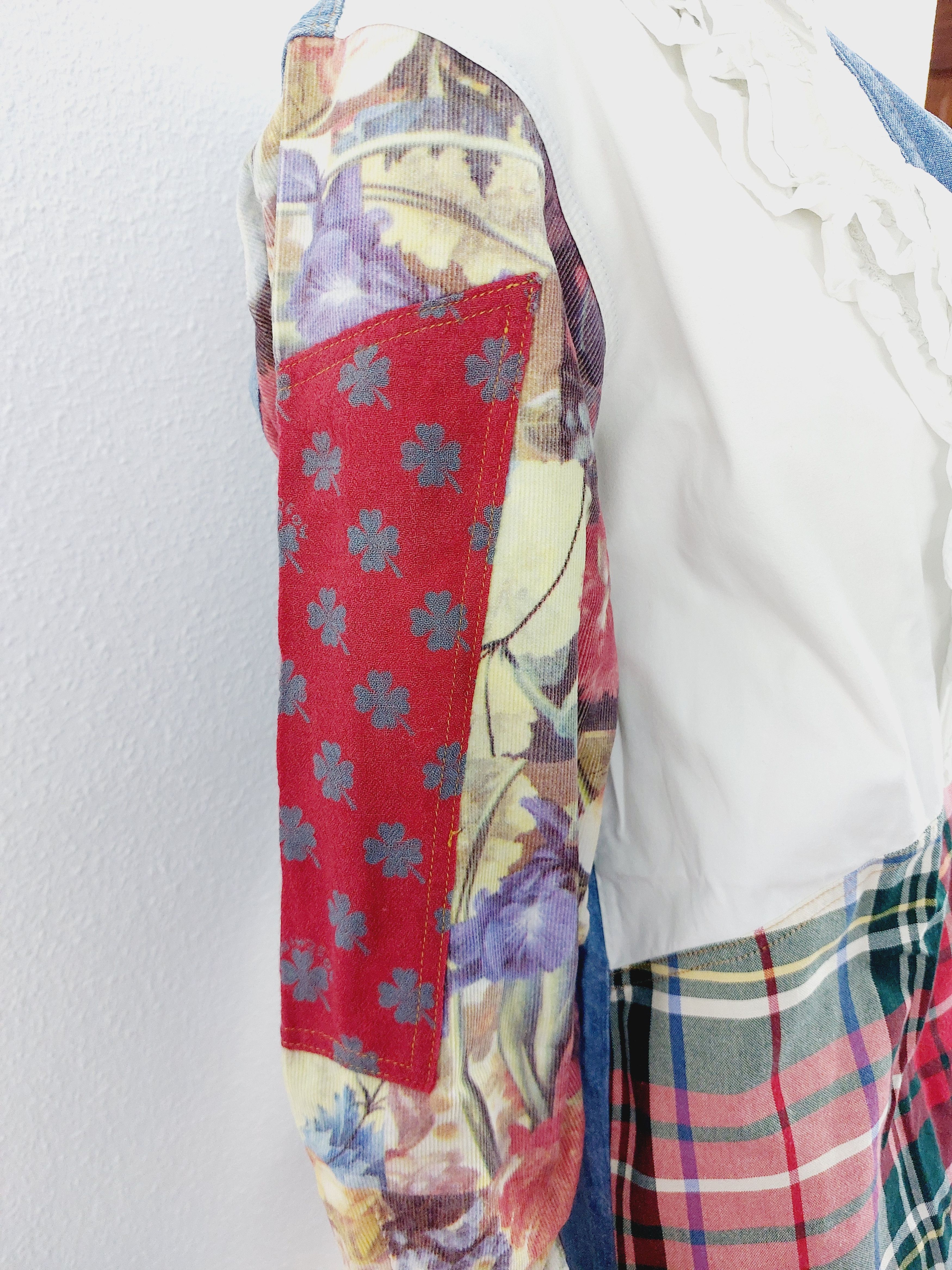 Moschino Moschino Jeans Patchwork Jeans Denim Ruffled Tartan Shirt Size US XS / EU 42 / 0 - 15 Thumbnail