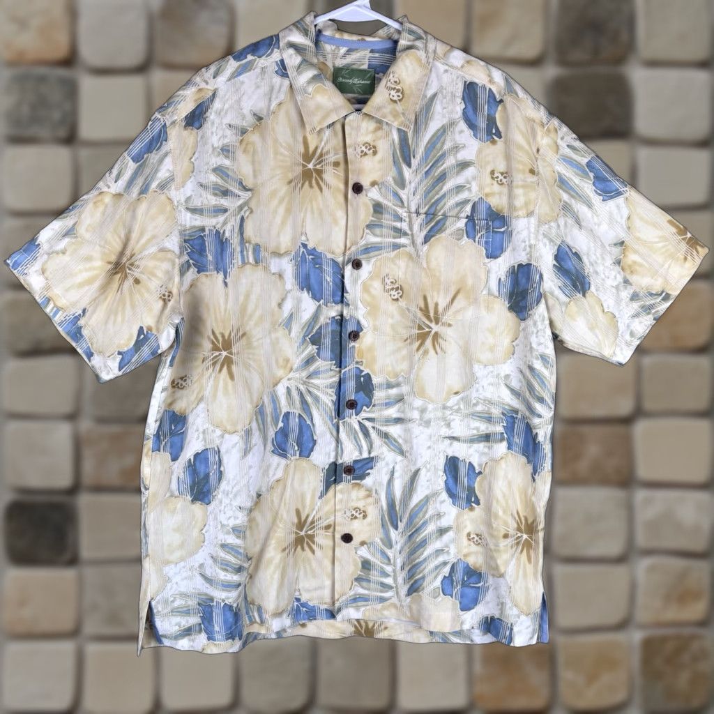 Tommy Bahama Tommy Bahama Hawaiian Shirt Mens Large Silk Linen Floral AOP Loop Collar Beach Shirt Size US L / EU 52-54 / 3 - 1 Thumbnail