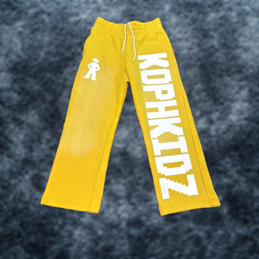 Vintage Kophkidz Sweatpants Mens XS Mustard Yellow Baggy Y2K Activewear Pants Medium Regular Fleece Mens Size US 31 - 1 Thumbnail