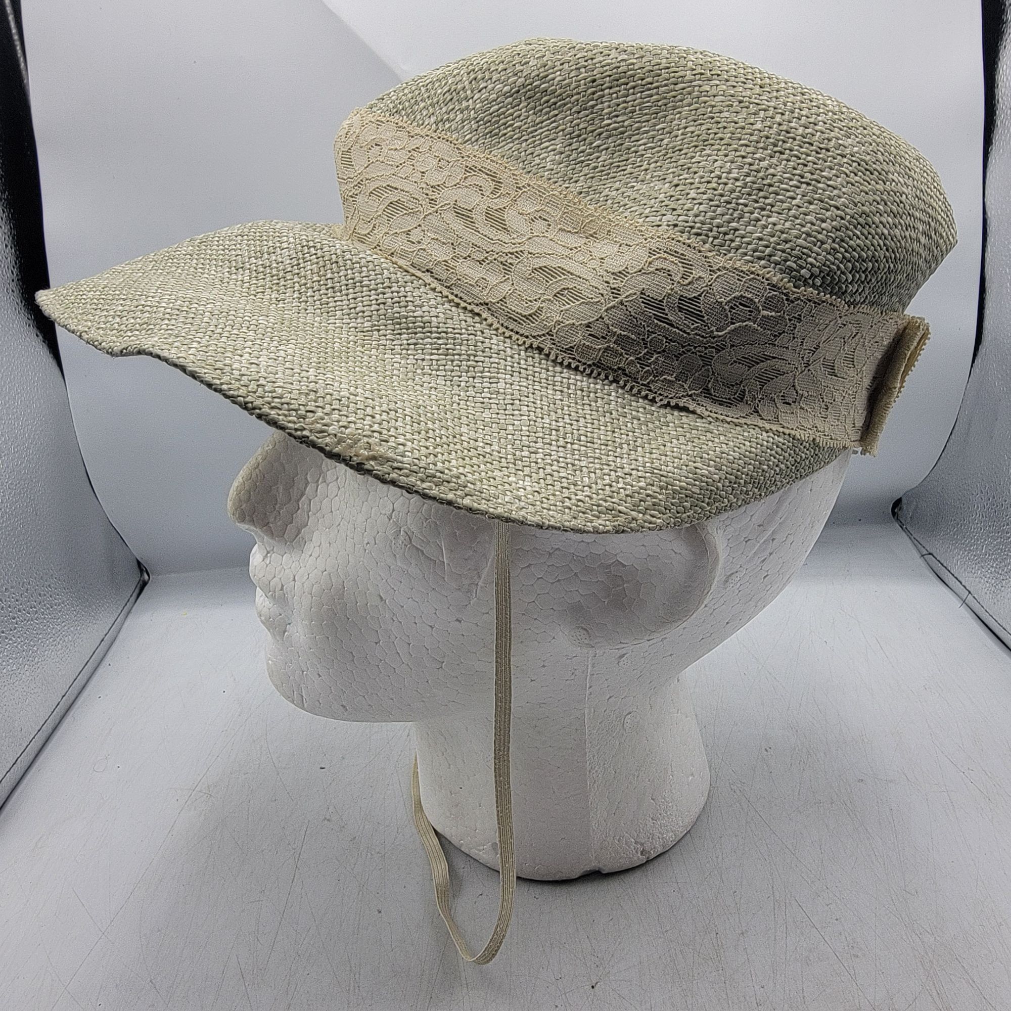 Hardy Amies Hardy Amies London Womens Beige Lace Trim Straw Hat Summer C Size ONE SIZE - 2 Thumbnail