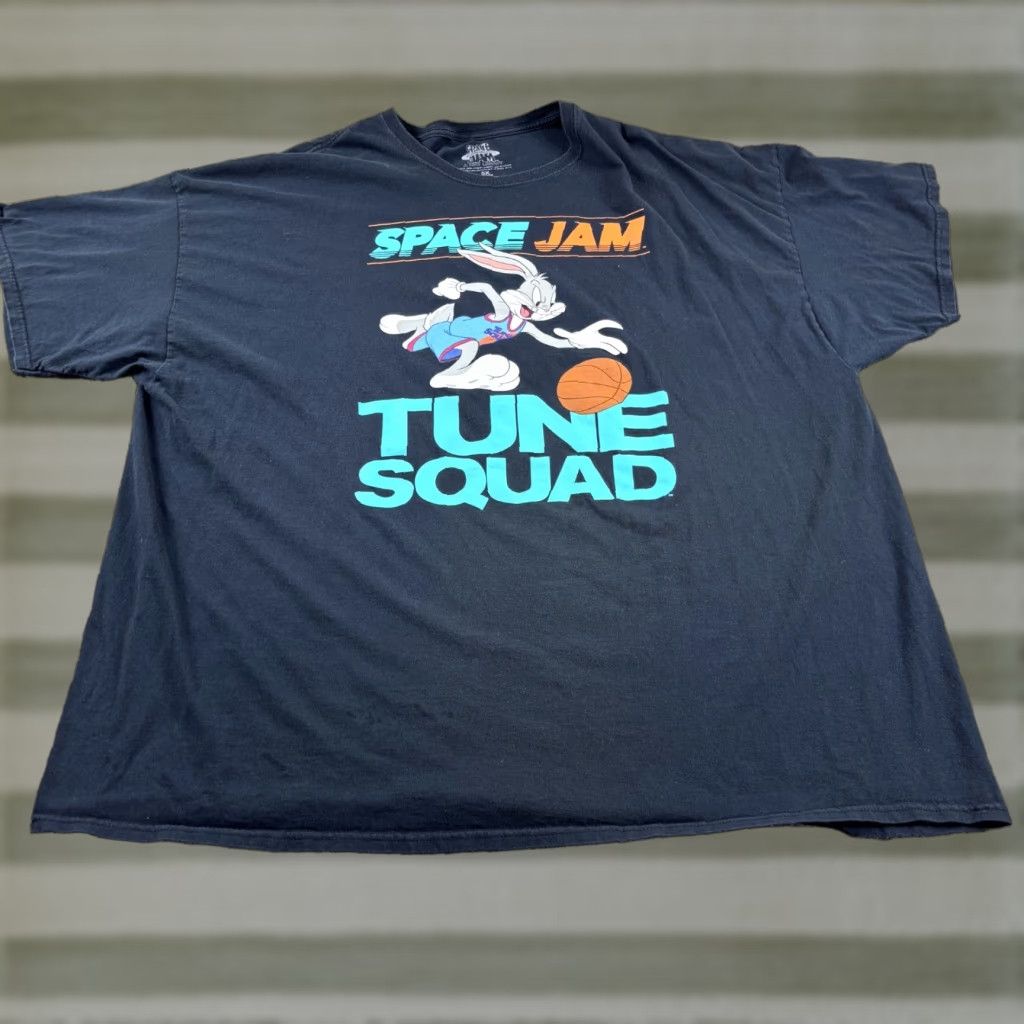 Vintage Space Jam T-shirt Size 5X Black Bugs Bunny Tune Squad Basketball Graphic Tee Shirt Men 90s Logo Tee Size US XXL / EU 58 / 5 - 1 Thumbnail