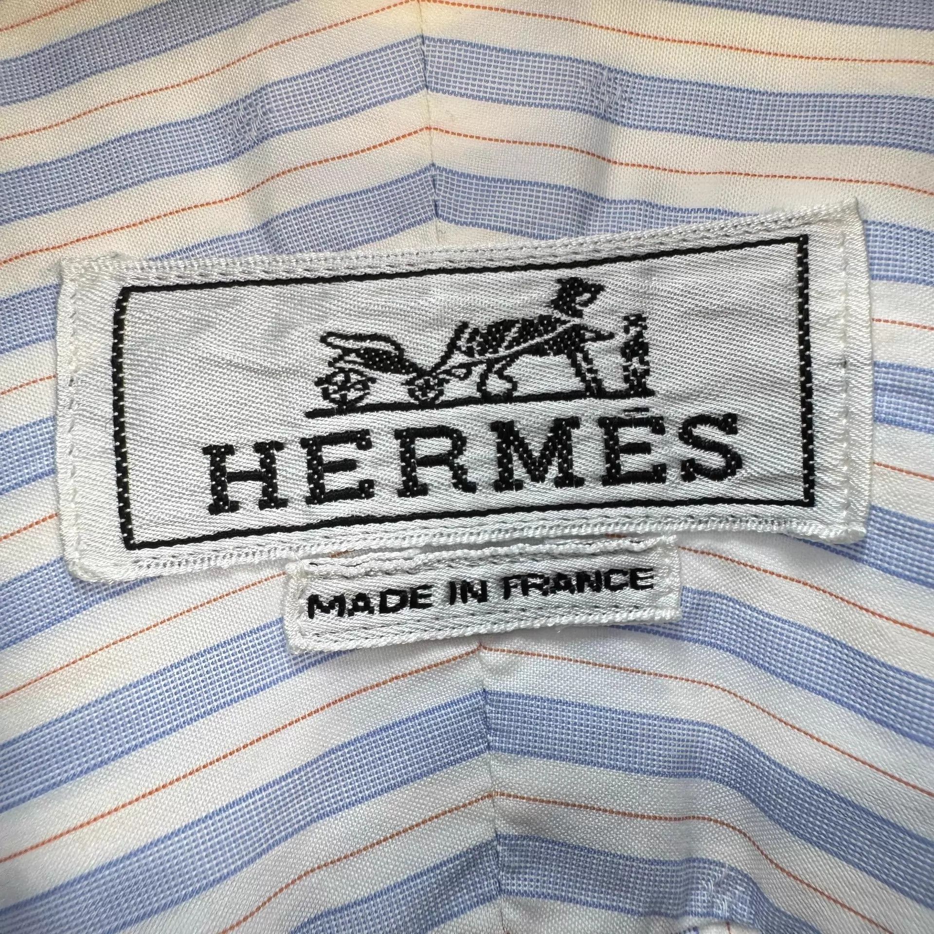 Hermes Hermes H Monogram Stripe Shirt 40 95New Collar-Yellowing Size US M / EU 48-50 / 2 - 6 Thumbnail