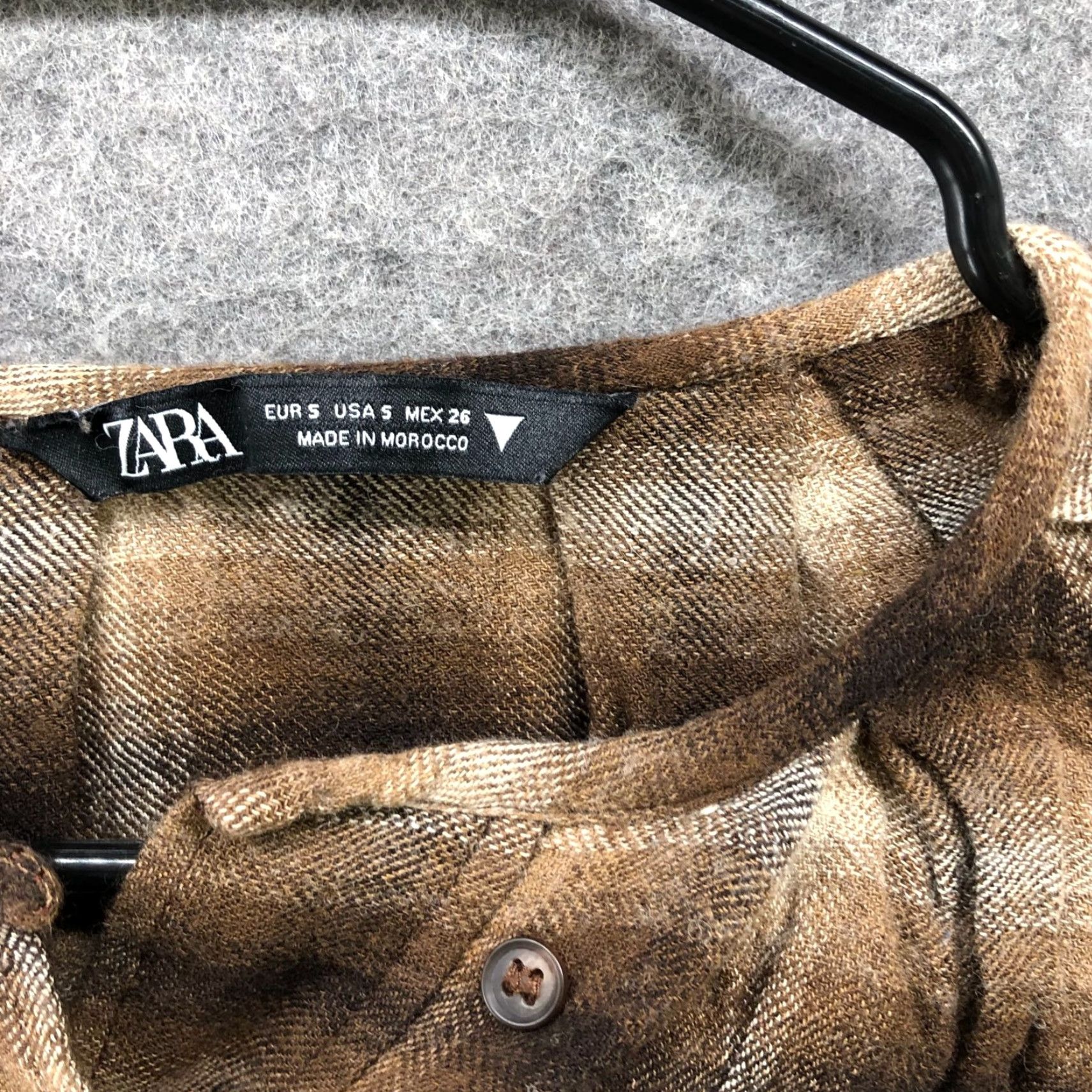 Zara Zara Popover Top Womens S Brown Black Plaid Long Sleeve Lightweight Flannel Button Knit Cotton Casual Size S / US 4 / IT 40 - 7 Thumbnail