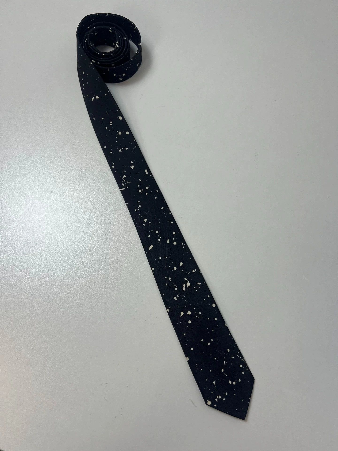 Saint Laurent Paris SLP 15fw silk splatter tie black white Size ONE SIZE - 2 Thumbnail
