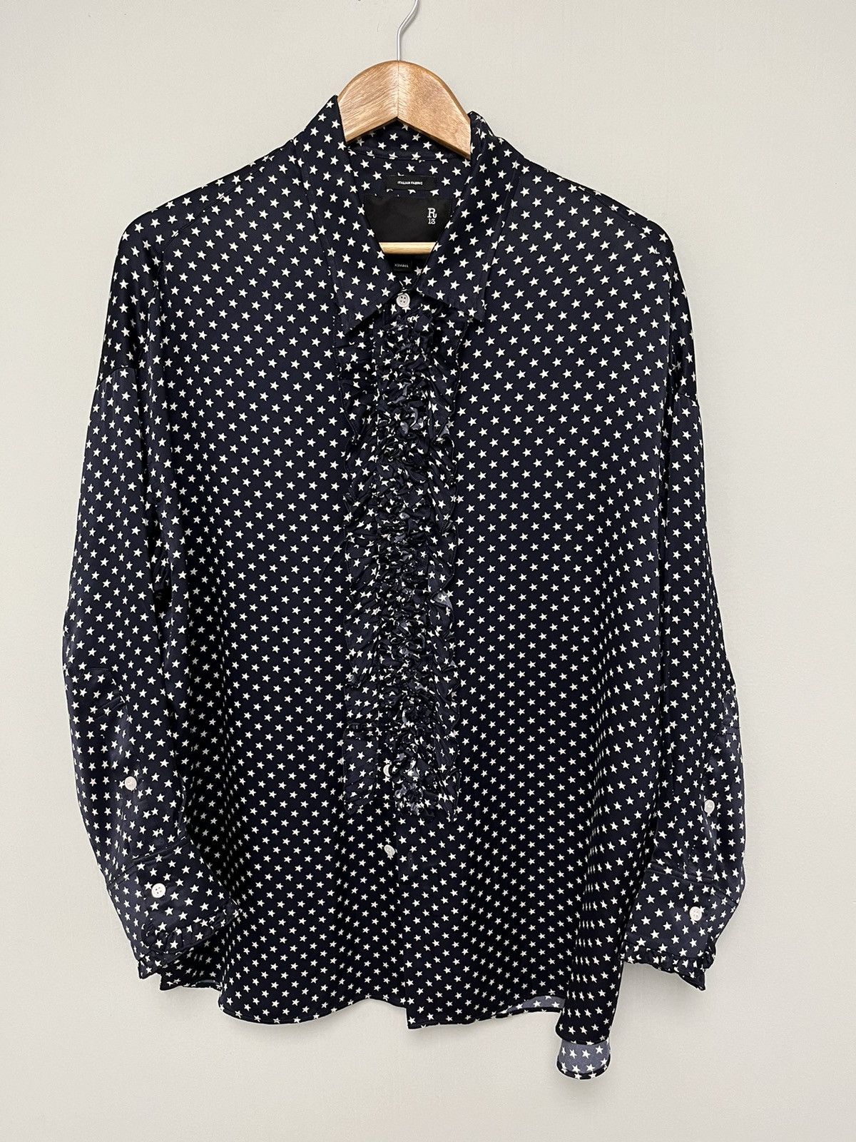 R13 Drop Neck Tuxedo Shirt in Navy Star Blue. XS Size XS / US 0-2 / IT 36-38 - 4 Thumbnail