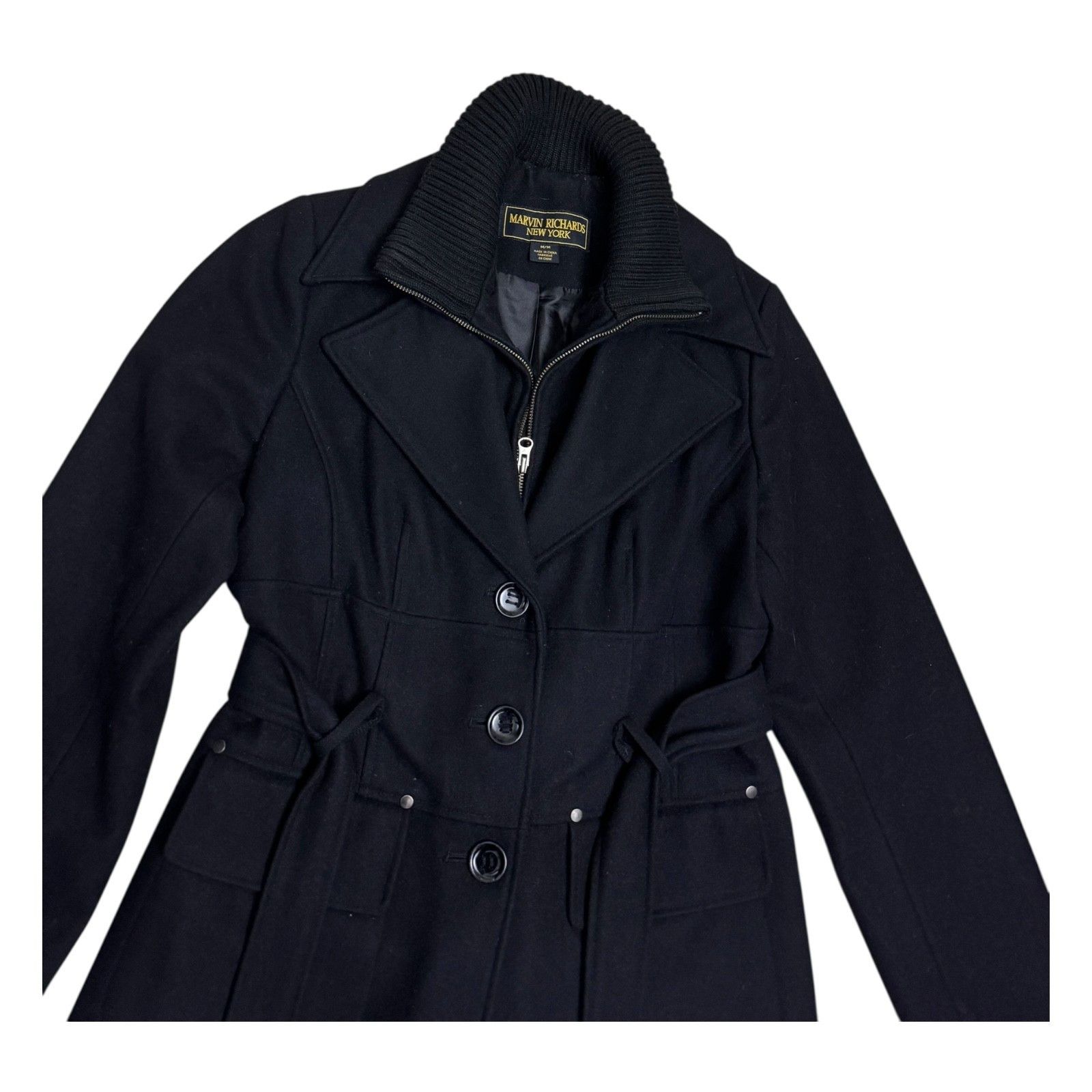 Other MARVIN RICHARDS Wool Blend Business Winter Pea Coat Medium Size M / US 6-8 / IT 42-44 - 2 Thumbnail