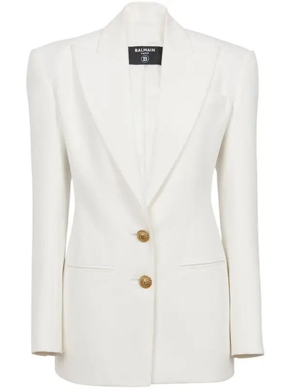 Balmain o1s1wg110825 Single Breasted 2 Button Blazer in White Size S / US 4 / IT 40 - 1 Thumbnail