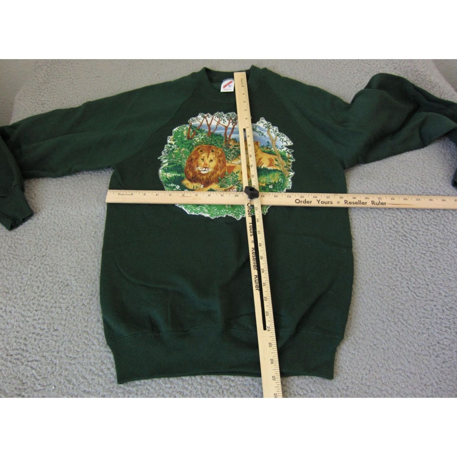 Jerzees VINTAGE Jerzees Sweatshirt Mens M Green Safari USA Lion Shirt Size US M / EU 48-50 / 2 - 7 Thumbnail