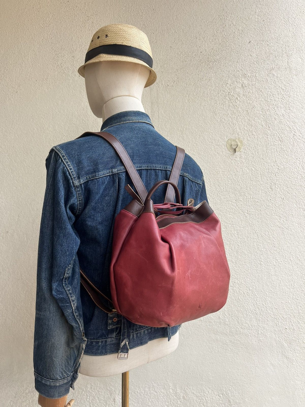 Leather Kissora Japan Scratches Patina Leather Mini Backpack Bag Size ONE SIZE - 1 Thumbnail
