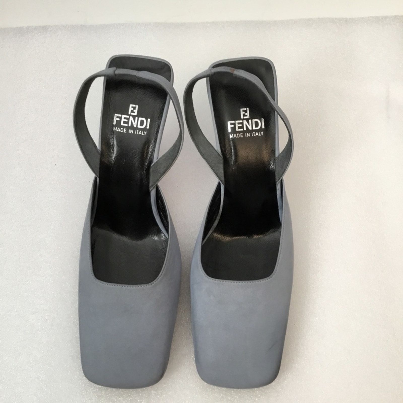 Fendi Authentic Fendi Blue Square-Toe Slingback Heels Size US 6 / IT 36 - 1 Thumbnail