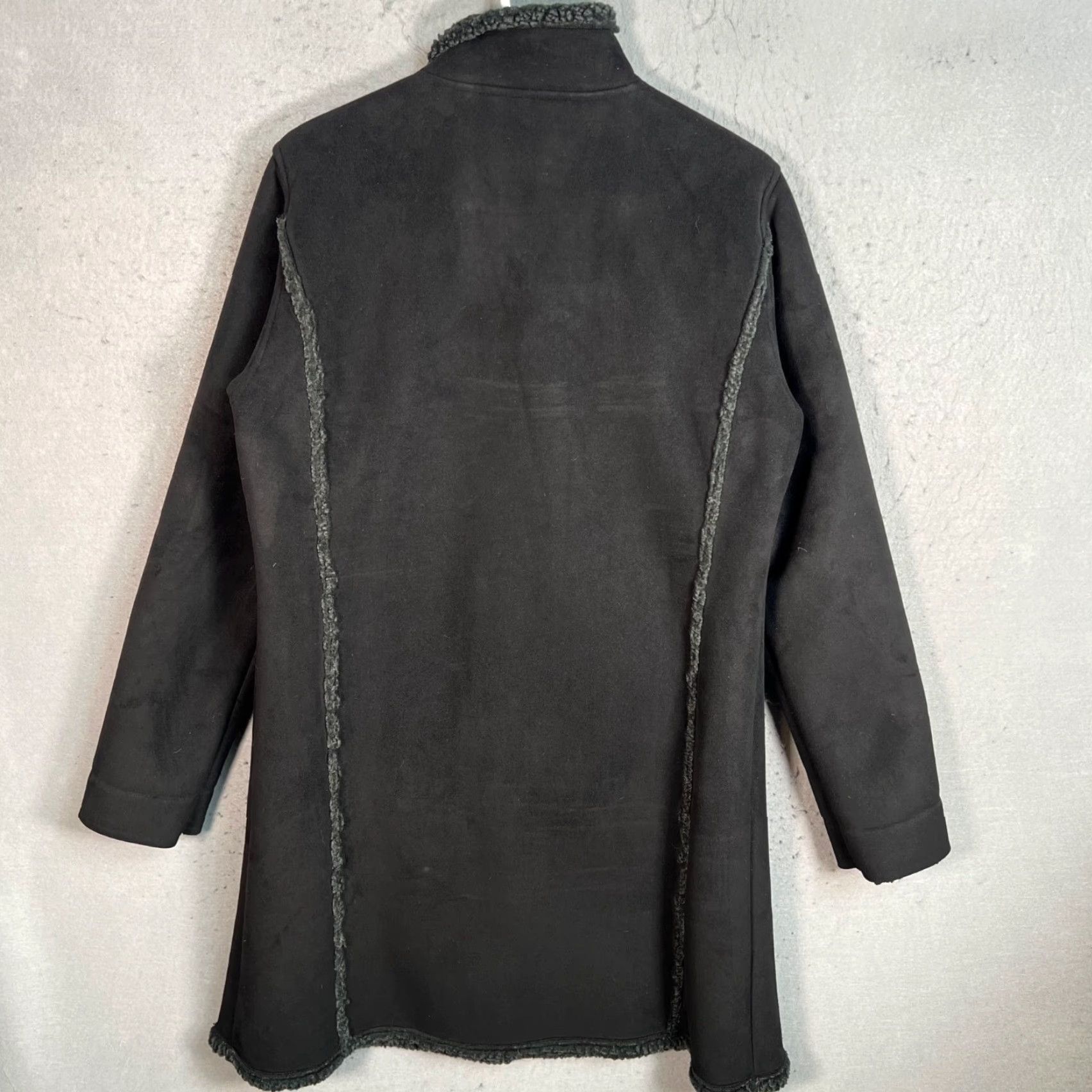 Vintage L.L. Bean Coat XS Black Faux Fur Shearling Trim Long Womens Size XS / US 0-2 / IT 36-38 - 2 Thumbnail