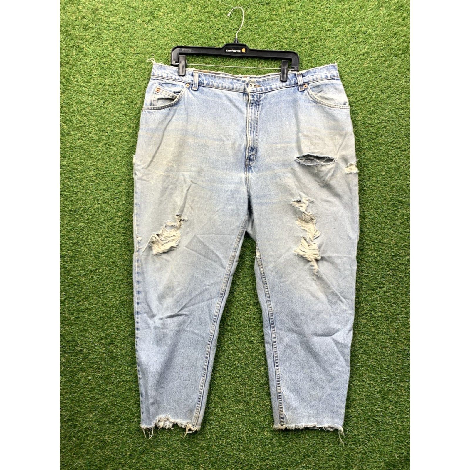 Levi's VINTAGE Levi's 9922 Jeans Women's High Rise Light Wash Distressed 90s USA 38x26 Regular Tapered 5-Pocket Denim Shirt? Size 42" / US 20 - 2 Thumbnail
