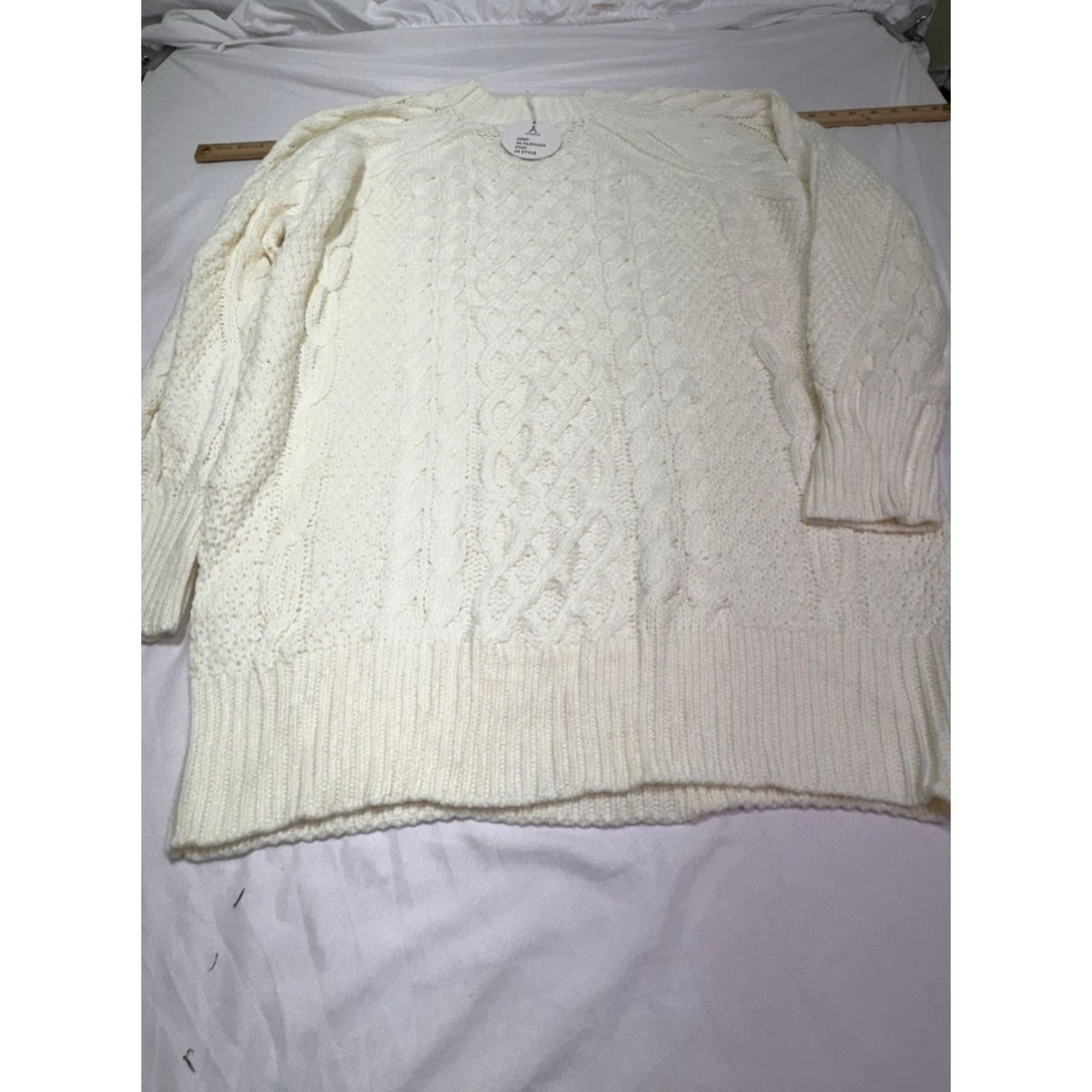 Vintage Anrabess Oversized Sweater Pullover Womens Large Cable Knit Chunky White Granny Size L / US 10 / IT 46 - 2 Thumbnail