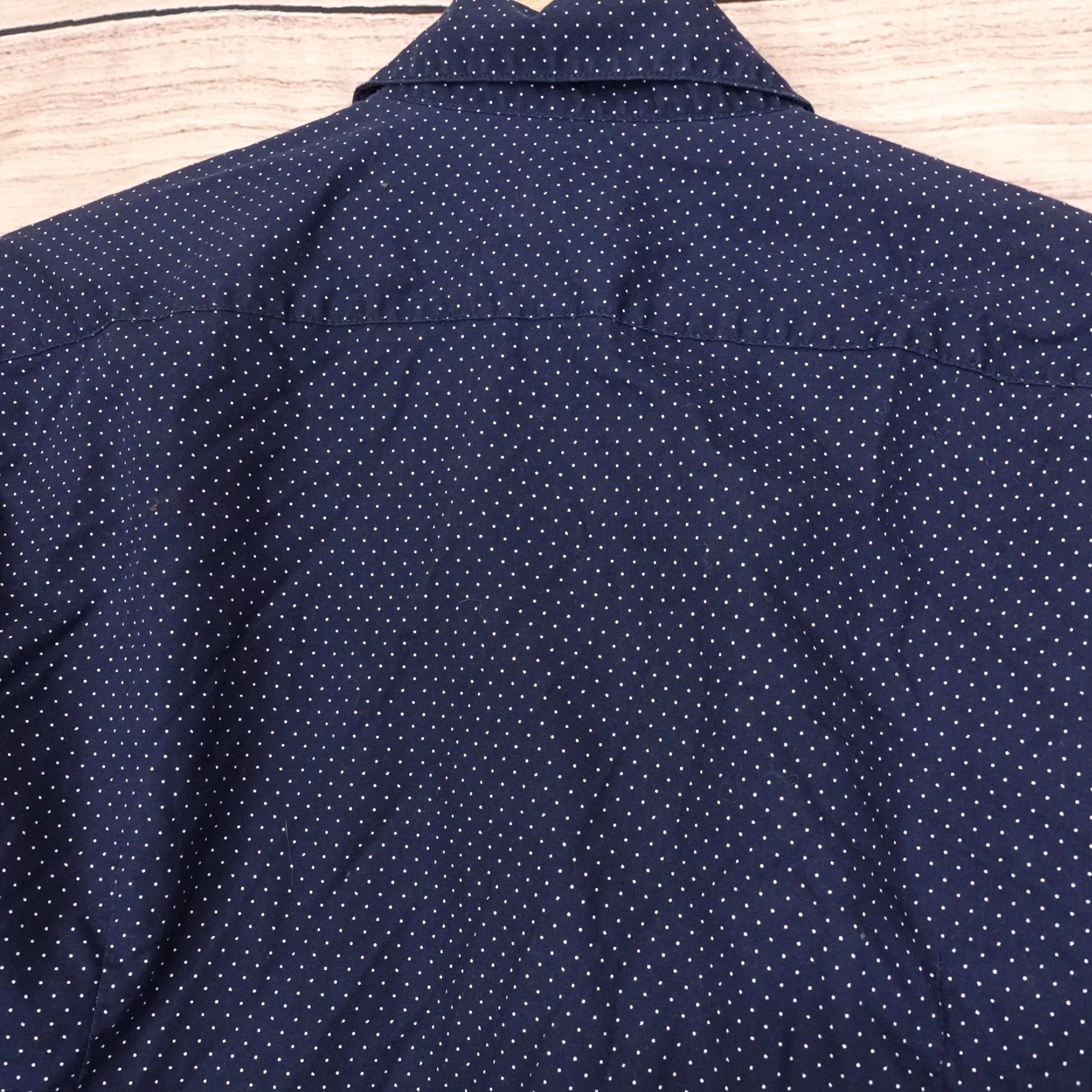 H&M H&M Shirt Mens Medium Blue Slim Fit Easy Iron Long Sleeve Polka Dot Dress Top -O Size US M / EU 48-50 / 2 - 4 Thumbnail