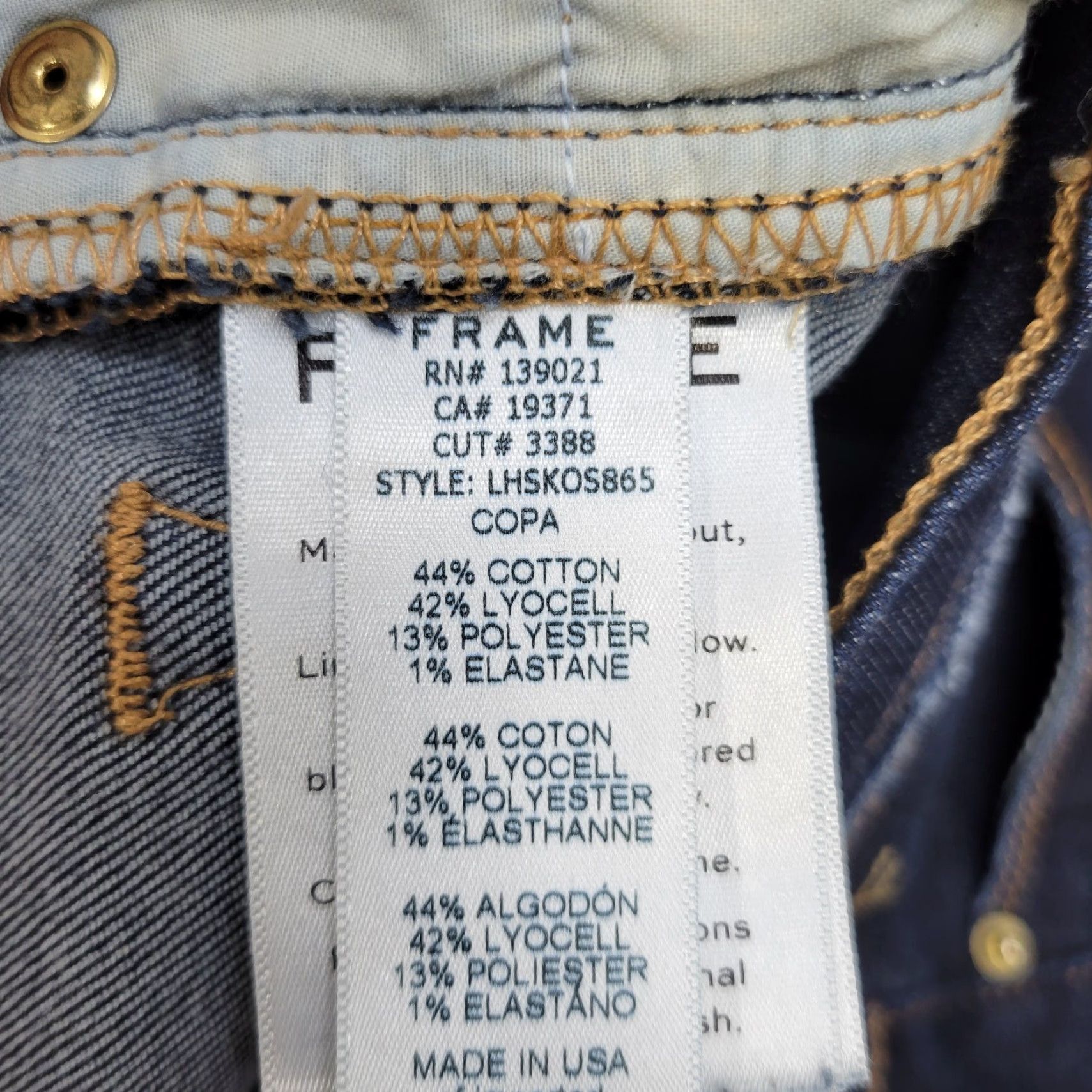 Frame FRAME Women's Jeans Le High Skinny Blue Ankle Slit Dark Wash Mid Rise 24 Size 42" / US 20 - 8 Thumbnail
