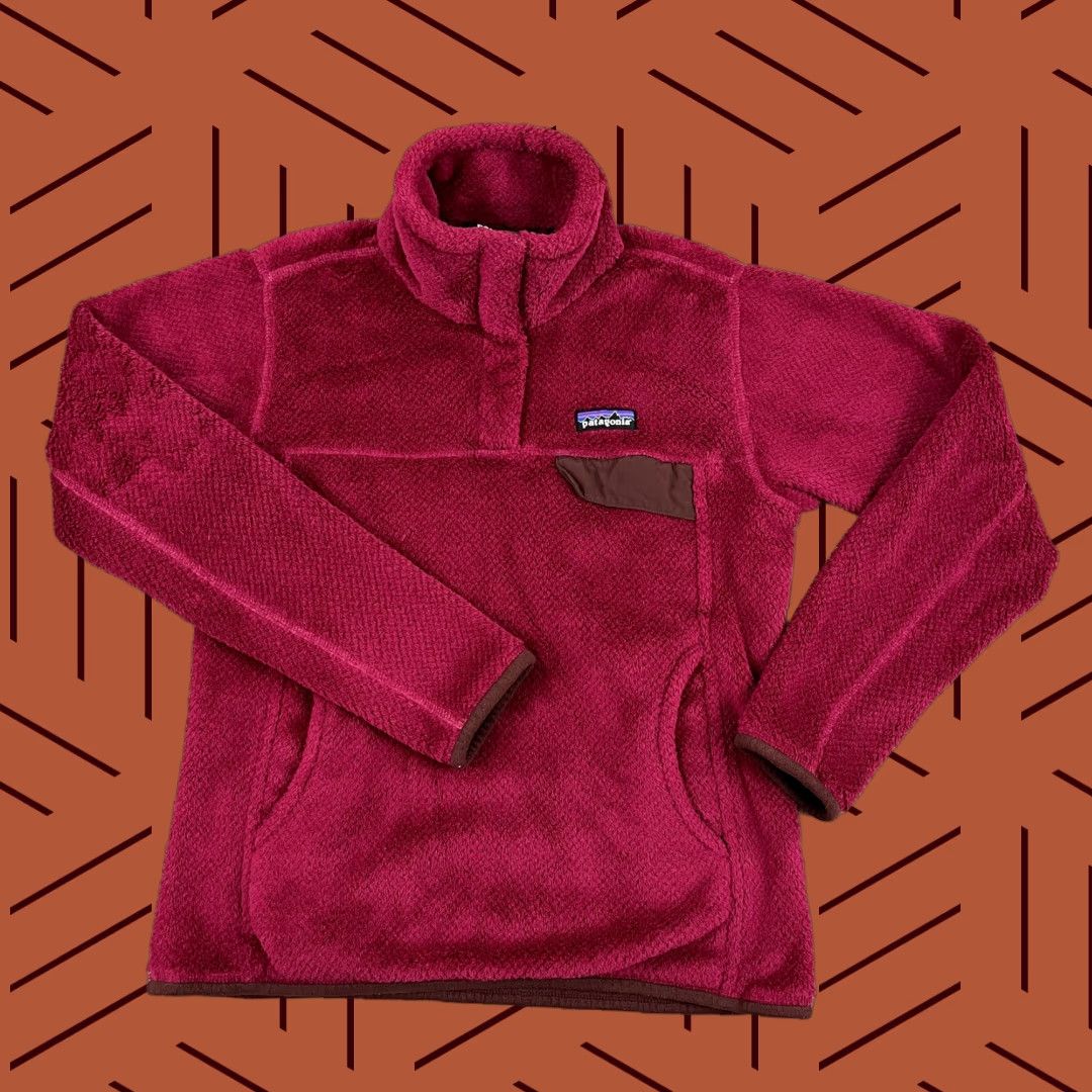 Patagonia PATAGONIA Jacket Womens Small Retool Snap T Fleece Pullover Hike Berry Red 25442 Size S / US 4 / IT 40 - 1 Thumbnail