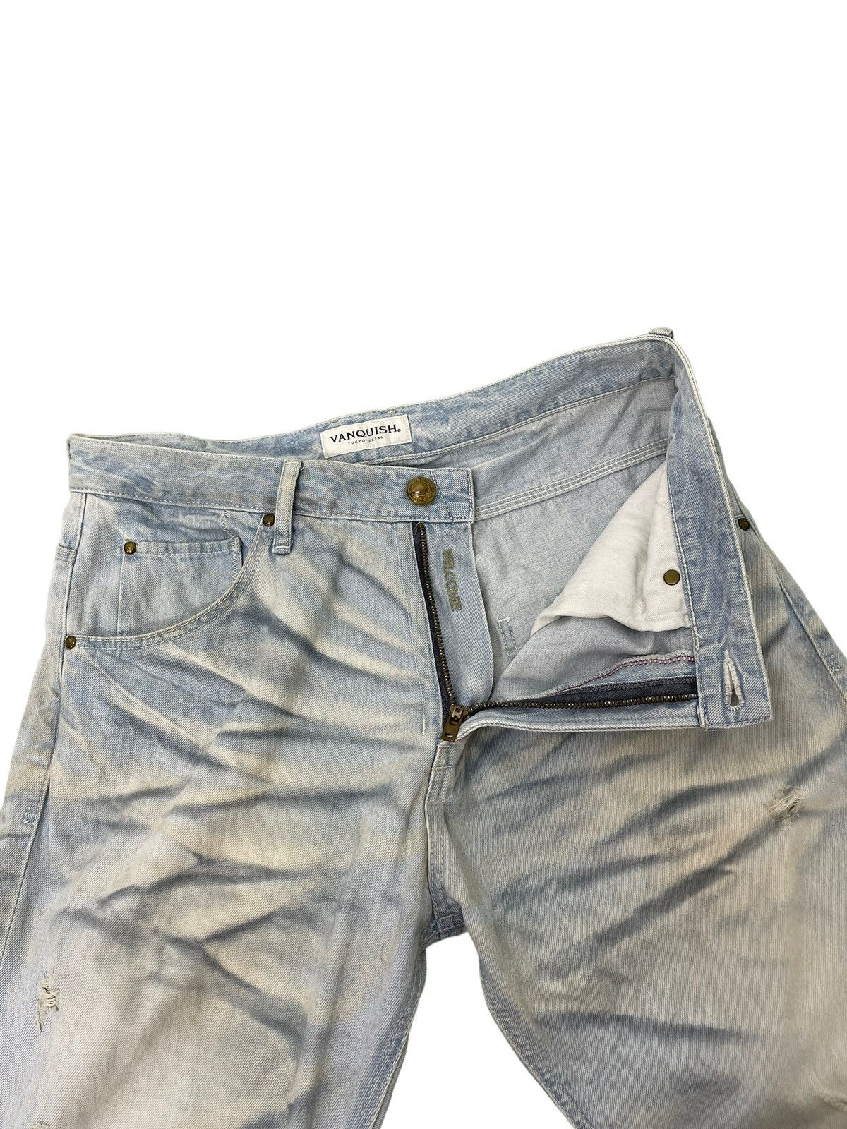 Japanese Brand Slim Jeans Vanquish Japan Distress Acid Wash 6🟦9 Size US 35 - 11 Thumbnail