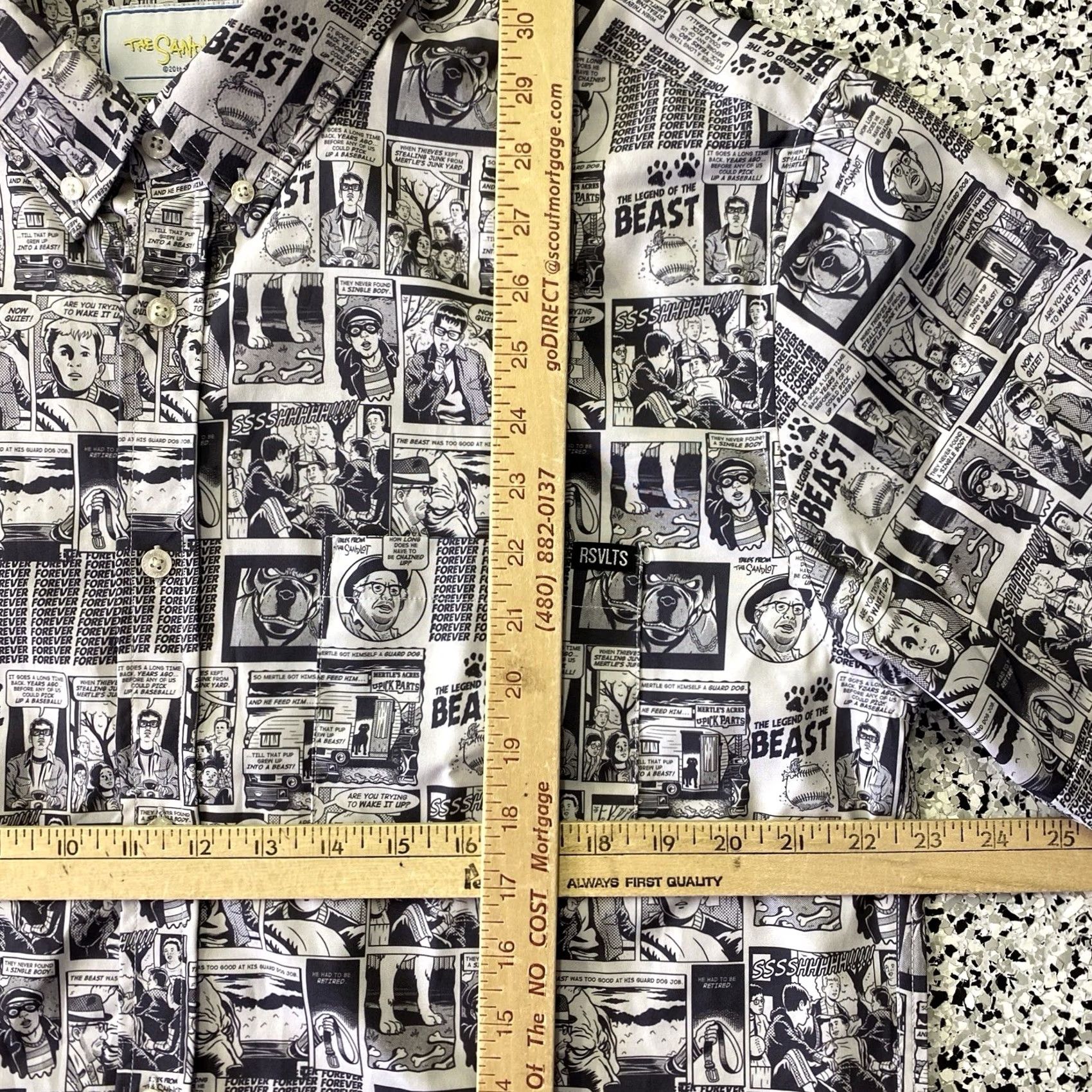 Greats RSVLTS The Sandlot Great Hambino Button Up Shirt Mens XL White Graphic Print Short Sleeve Casual Comfort Blue Polyester MLB Preppy The Roosevelts Size US XL / EU 56 / 4 - 2 Thumbnail
