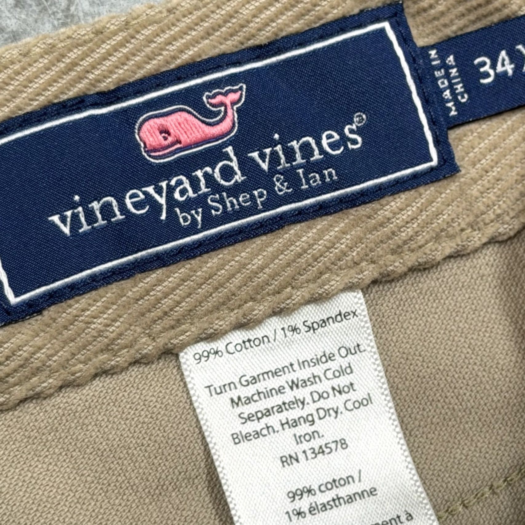 Vineyard Vines Vineyard Vines Pants Mens 34x30 Beige Corduroy 5-Pocket Stretch Straight Leg Khakis Tailored Flat Front 5-Pocket Design Mens Beige Corduroy Pants Size US 34 / EU 50 - 3 Thumbnail