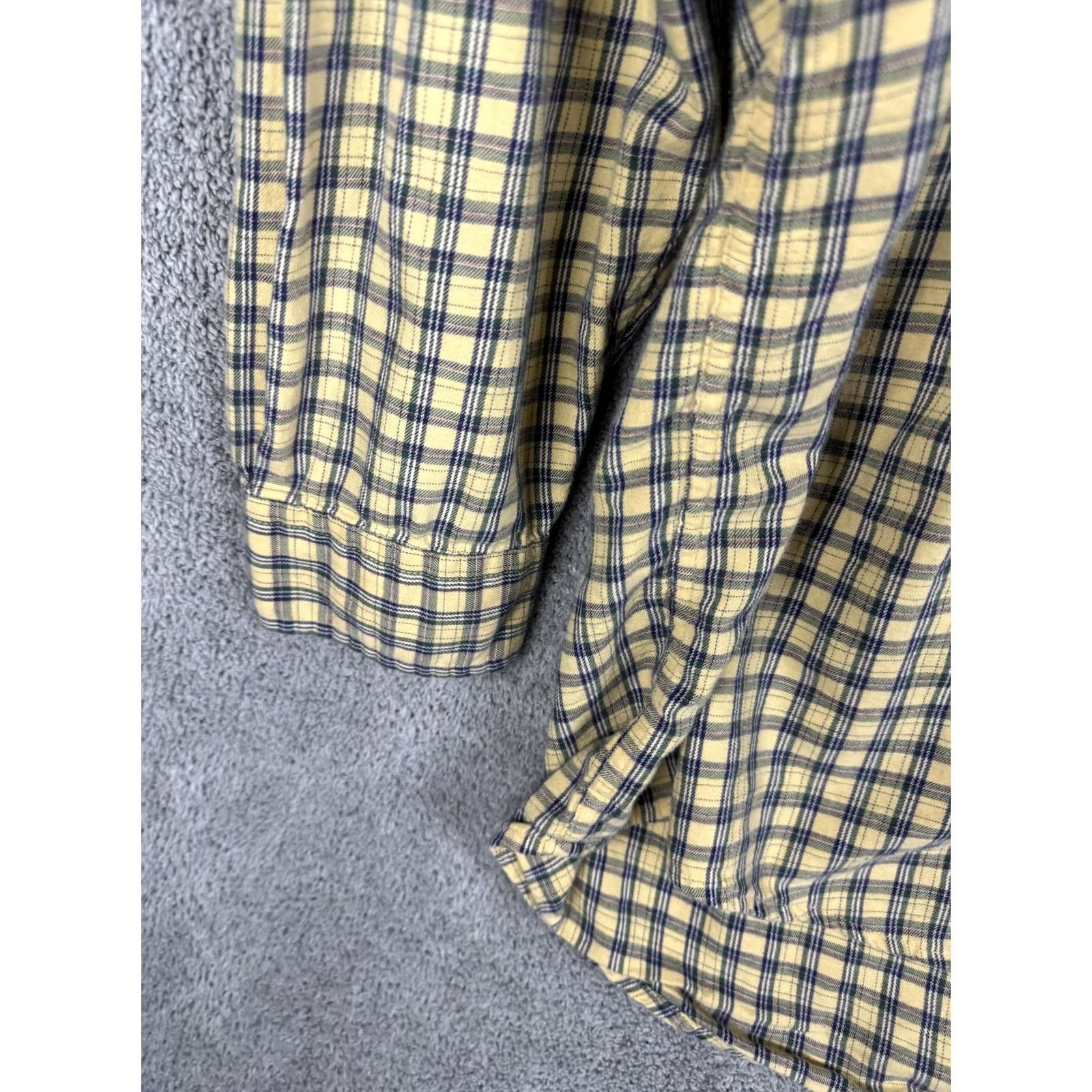 Brooks Brothers Brooks Brothers Shirt Mens XL Yellow Blue Plaid Button Front Cotton Casual Shirt Size US XL / EU 56 / 4 - 2 Thumbnail