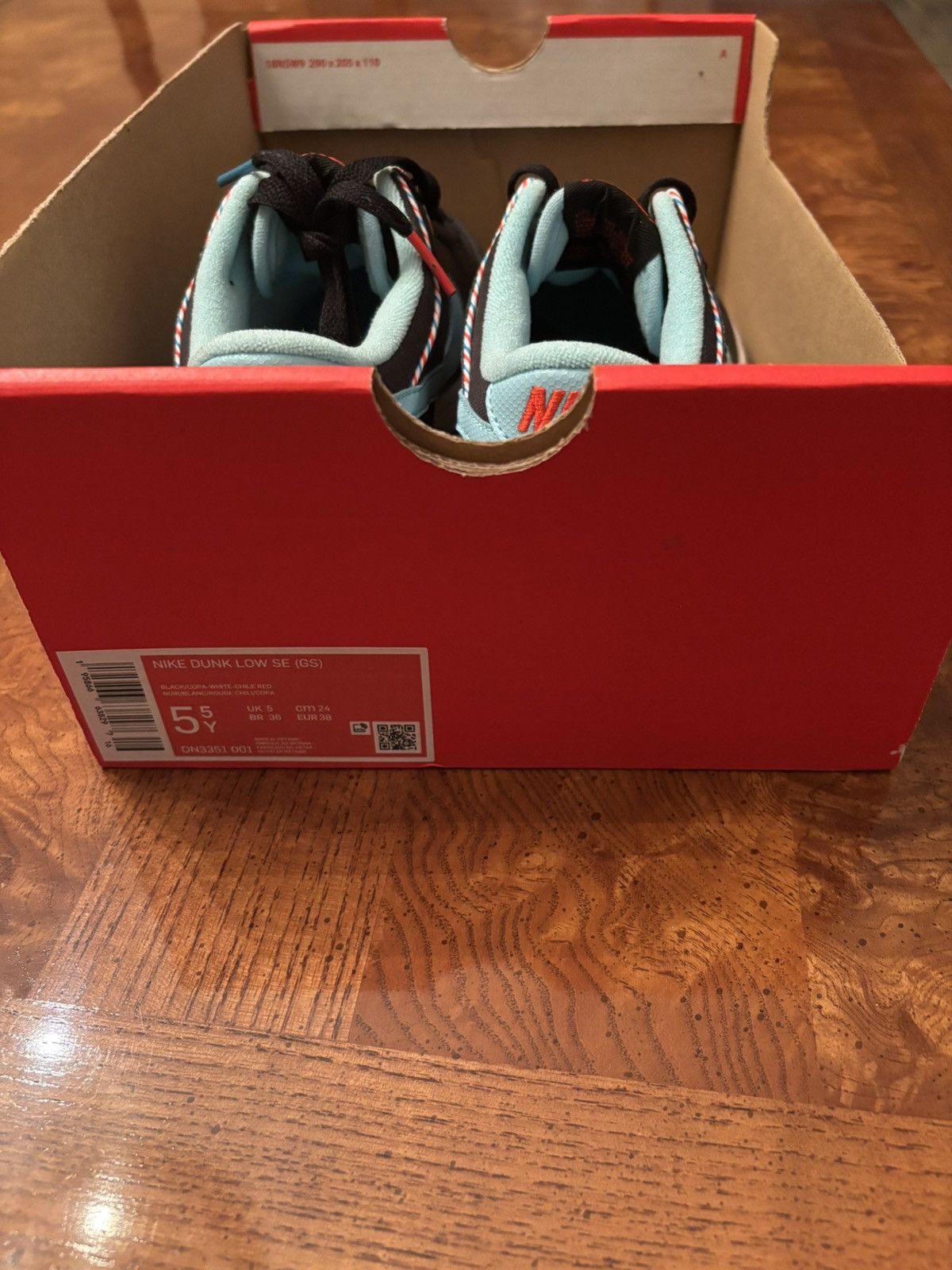 Nike Dunk Low SE GS ‘Barber Shop - Black’ Size US 5.5 / EU 38 - 8 Thumbnail
