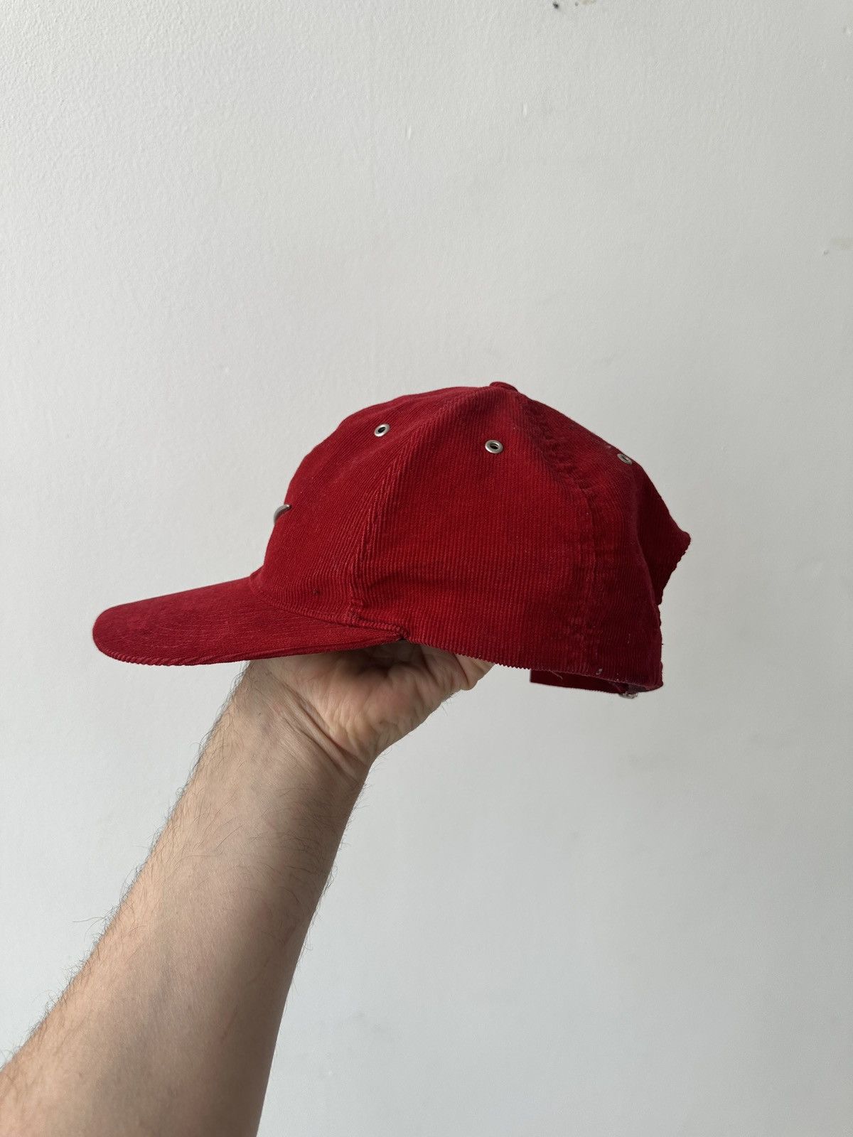 Nike 90s Nike Red Corduroy Baseball Cap with Metal Swoosh Size ONE SIZE - 3 Thumbnail