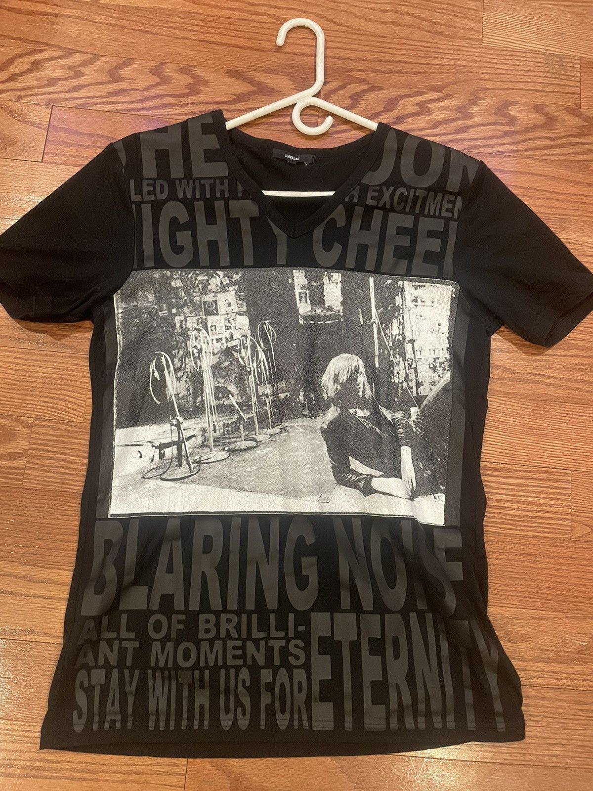 image of Shellac V-Neck Graphic Tee in Black, Men's (Size Medium)