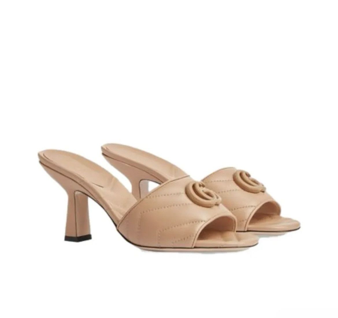 Gucci Gucci Double G Mid Heel Slide Sandal Camelia Size US 10 / IT 40 - 1 Thumbnail