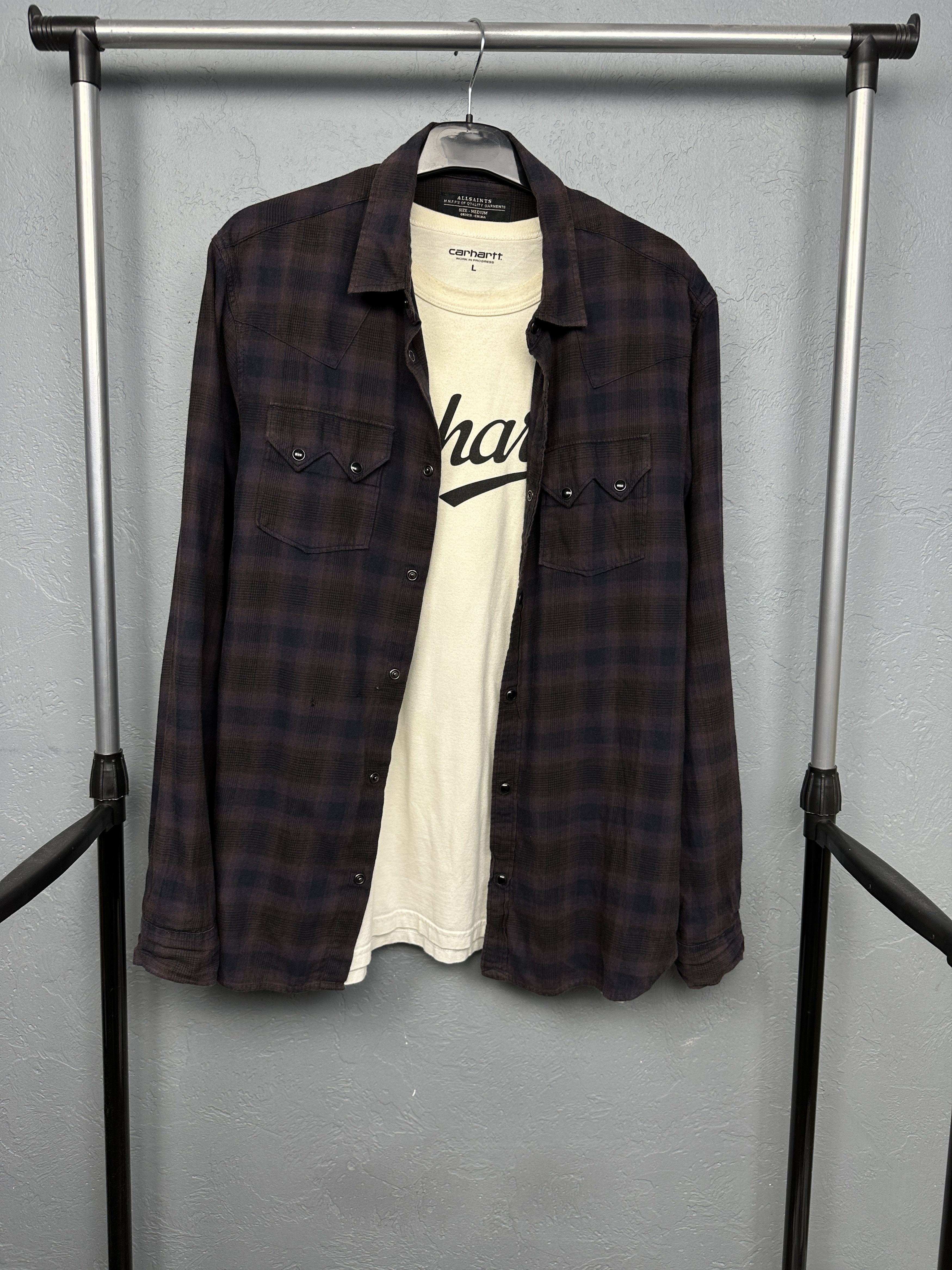 Allsaints Allsaints Ziegler Mens Flannel Plaid Shirt Size US M / EU 48-50 / 2 - 1 Thumbnail