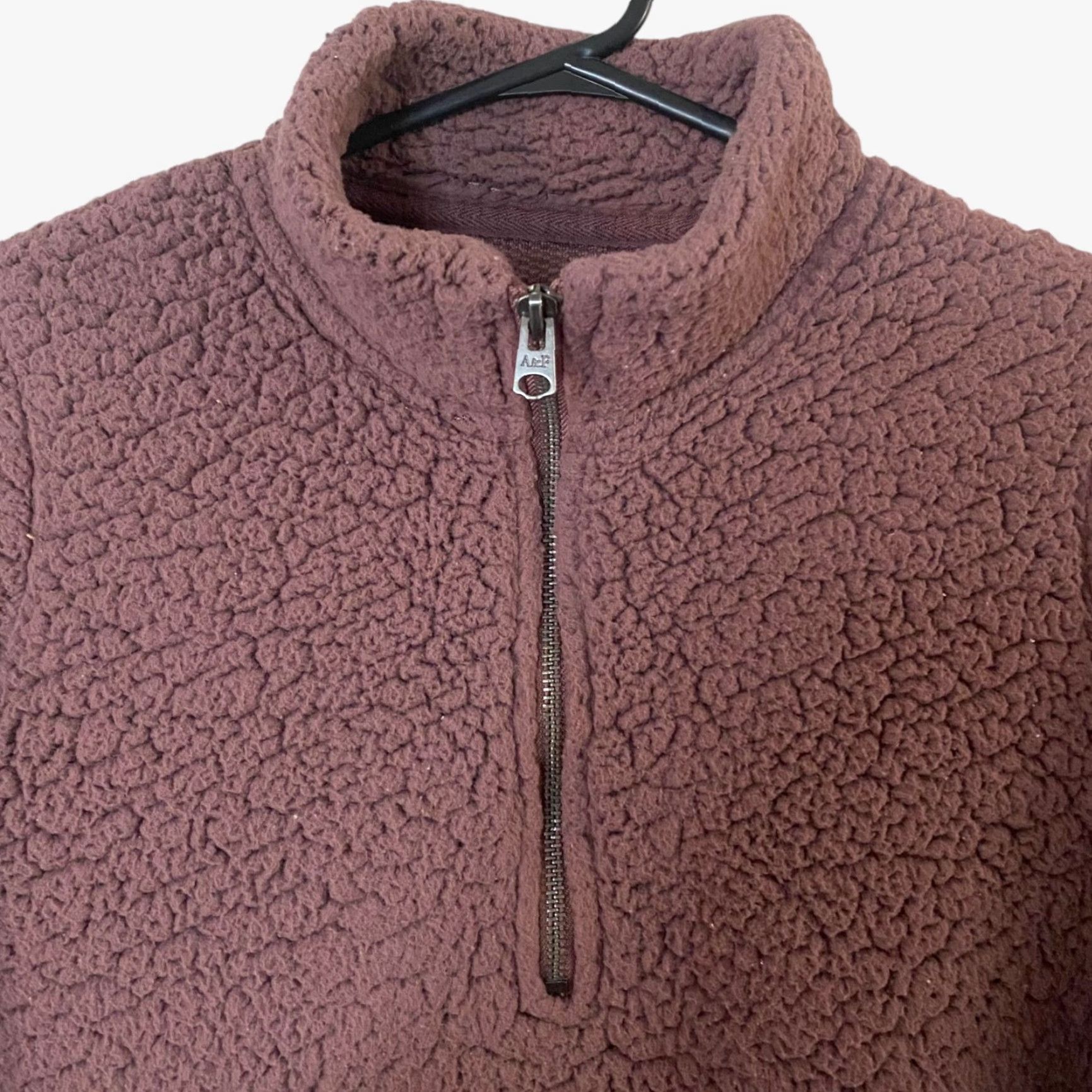 Abercrombie & Fitch Abercrombie & Fitch Sherpa Half-Zip Teddy Sweater Mauve Pink Women's Size Small Size S / US 4 / IT 40 - 5 Thumbnail