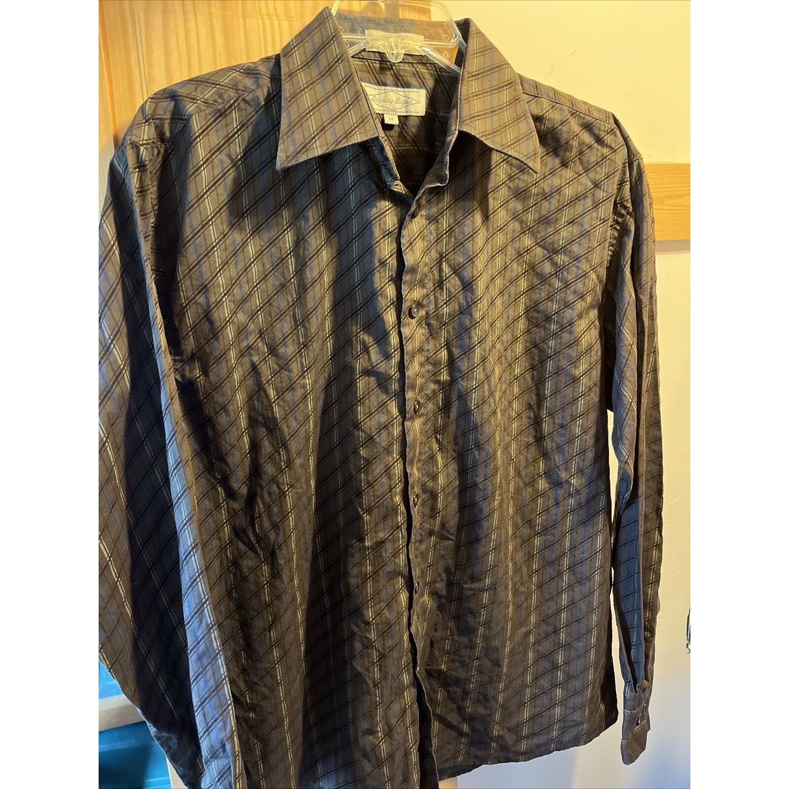 Eighty Eight Eighty Eight Men's M Brown Striped LS Cotton Polyester Shirt Size US M / EU 48-50 / 2 - 2 Thumbnail